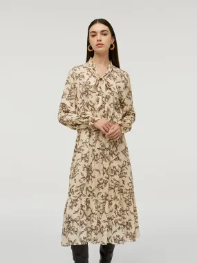 19 Momme Mulberry Silk Floral Printed Women Midi Dress