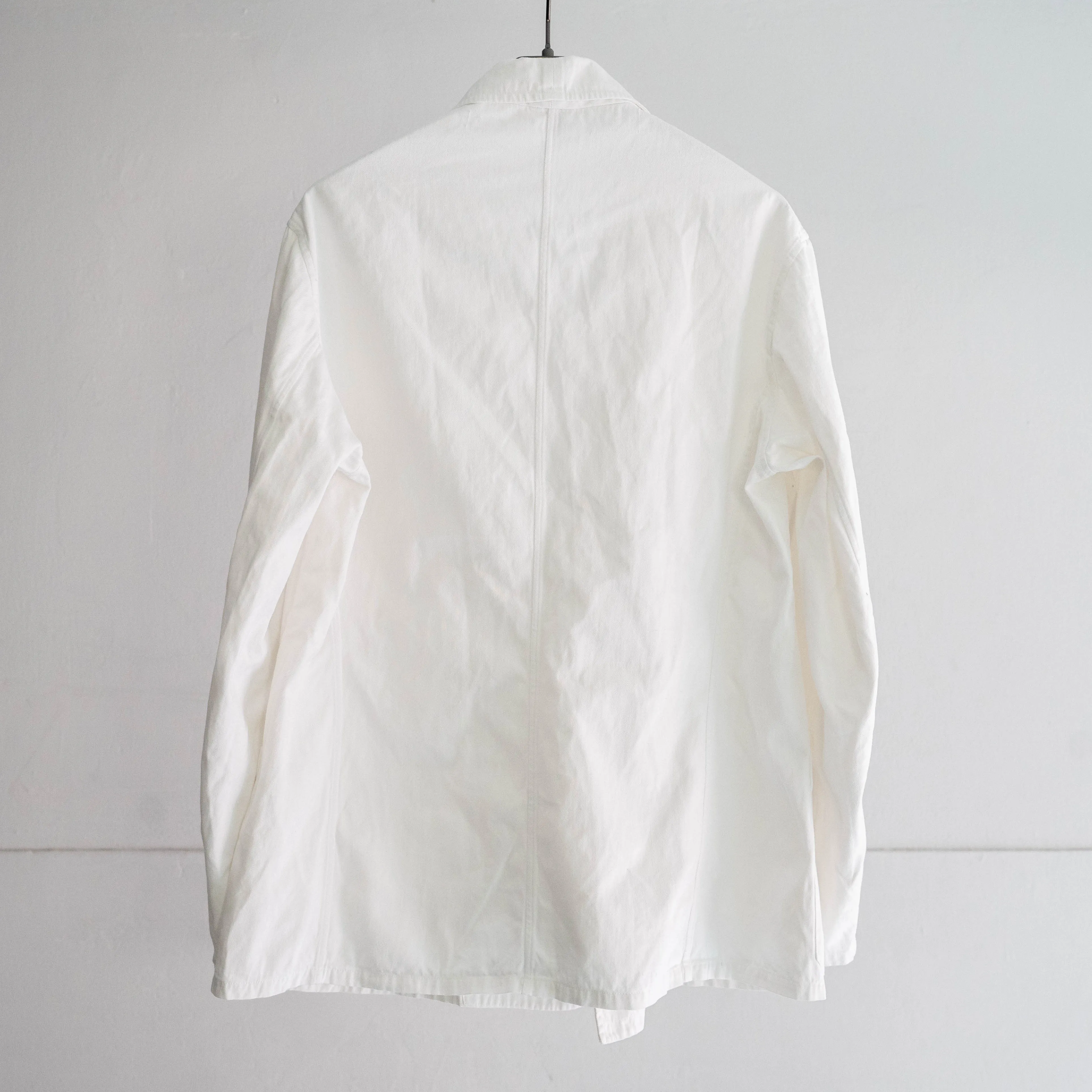 1970-80s French white cotton twill work jacket 'tailored type'