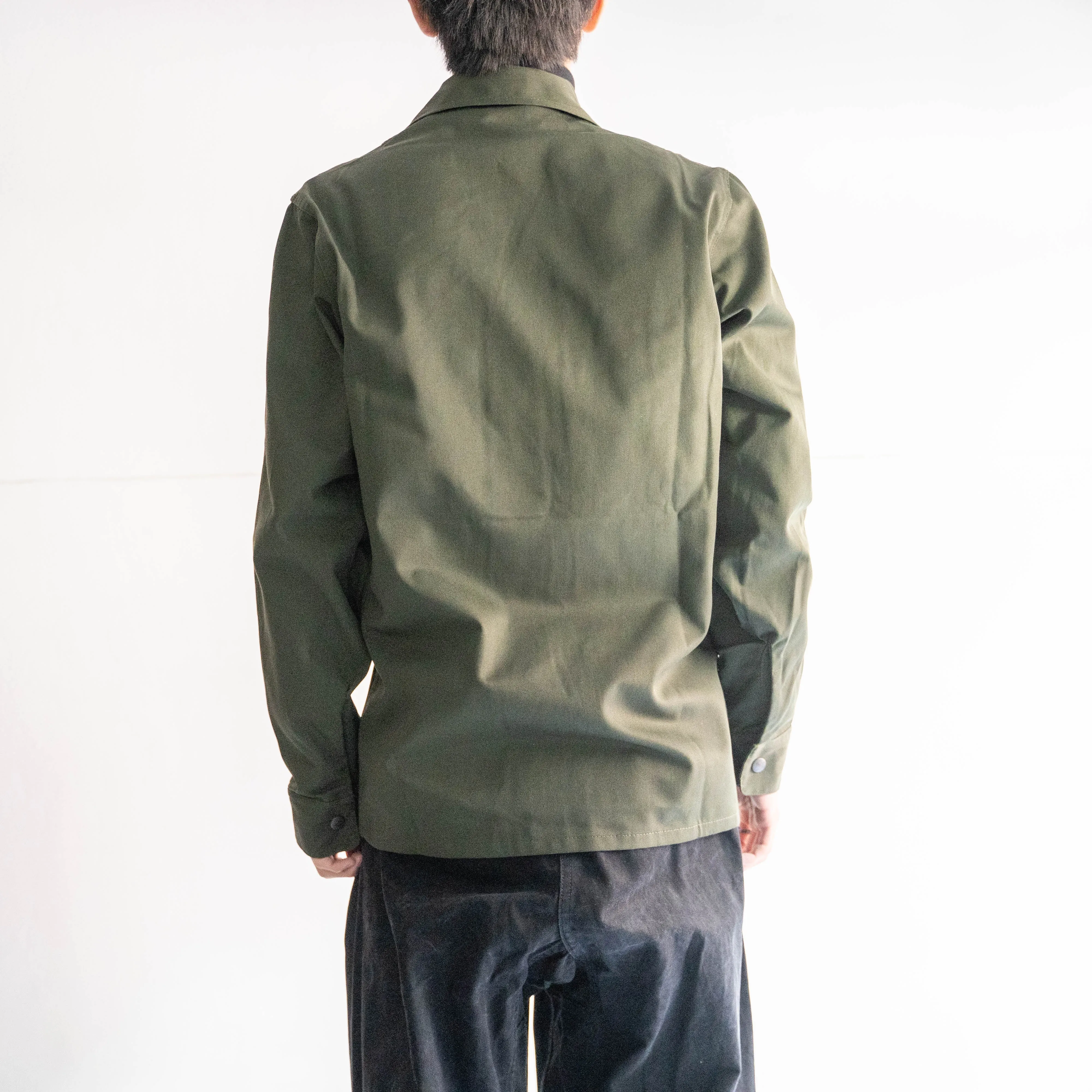 1990s Belgium military dark green shirt jacket "dead stock" -button type-