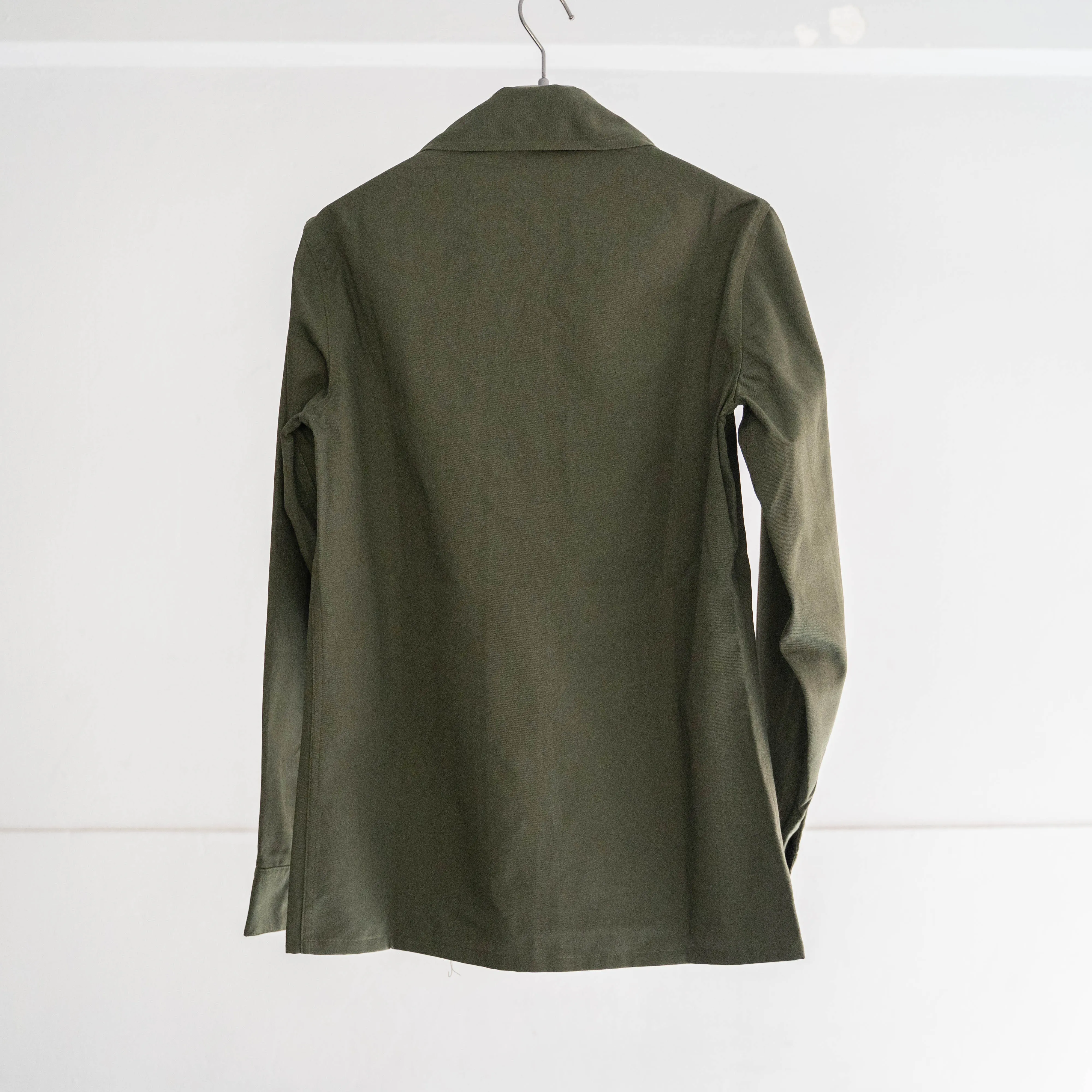 1990s Belgium military dark green shirt jacket "dead stock" -button type-