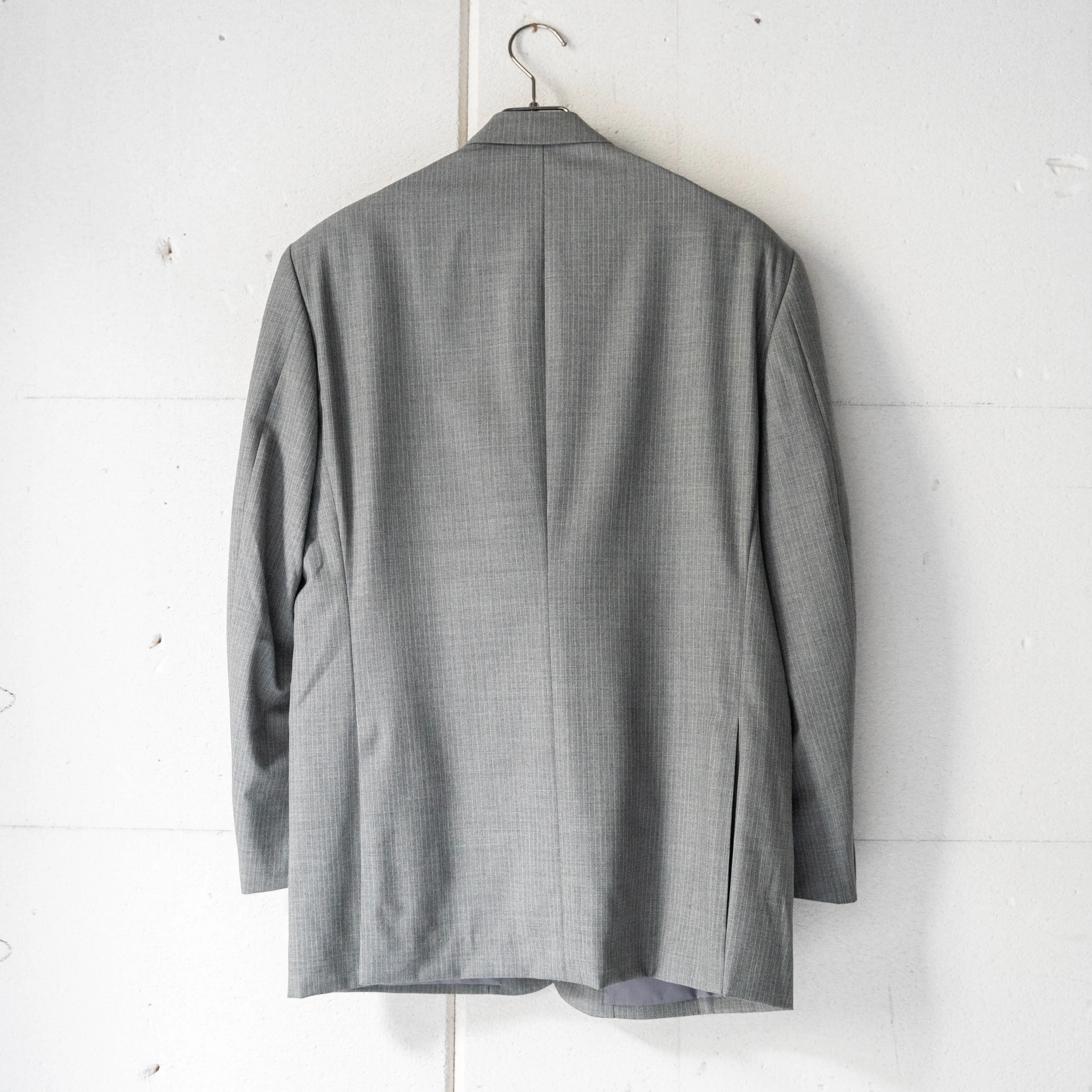 1990s Japan vintage gray color striped wool tailored jacket -light weight-