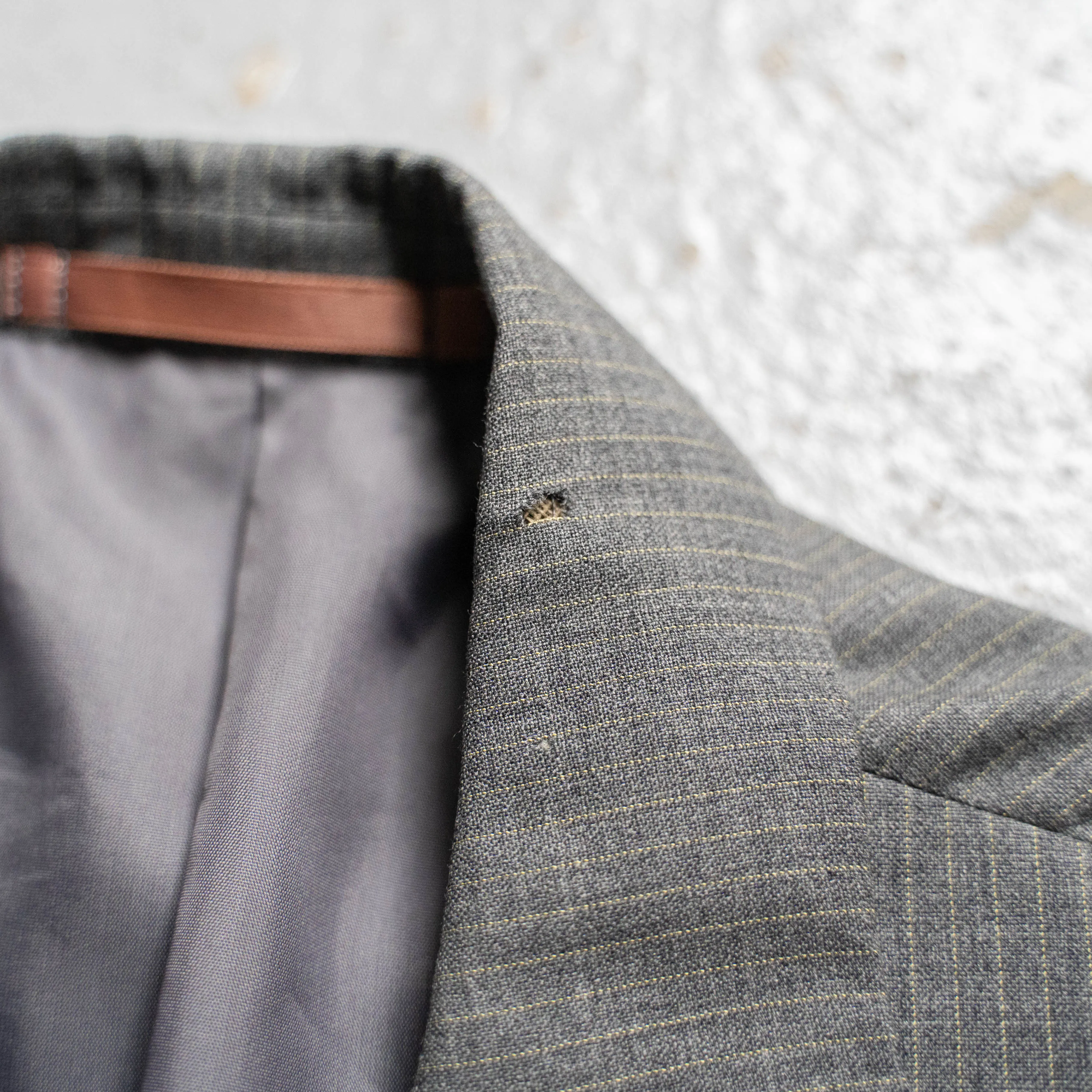 1990s Japan vintage gray color striped wool tailored jacket -light weight-