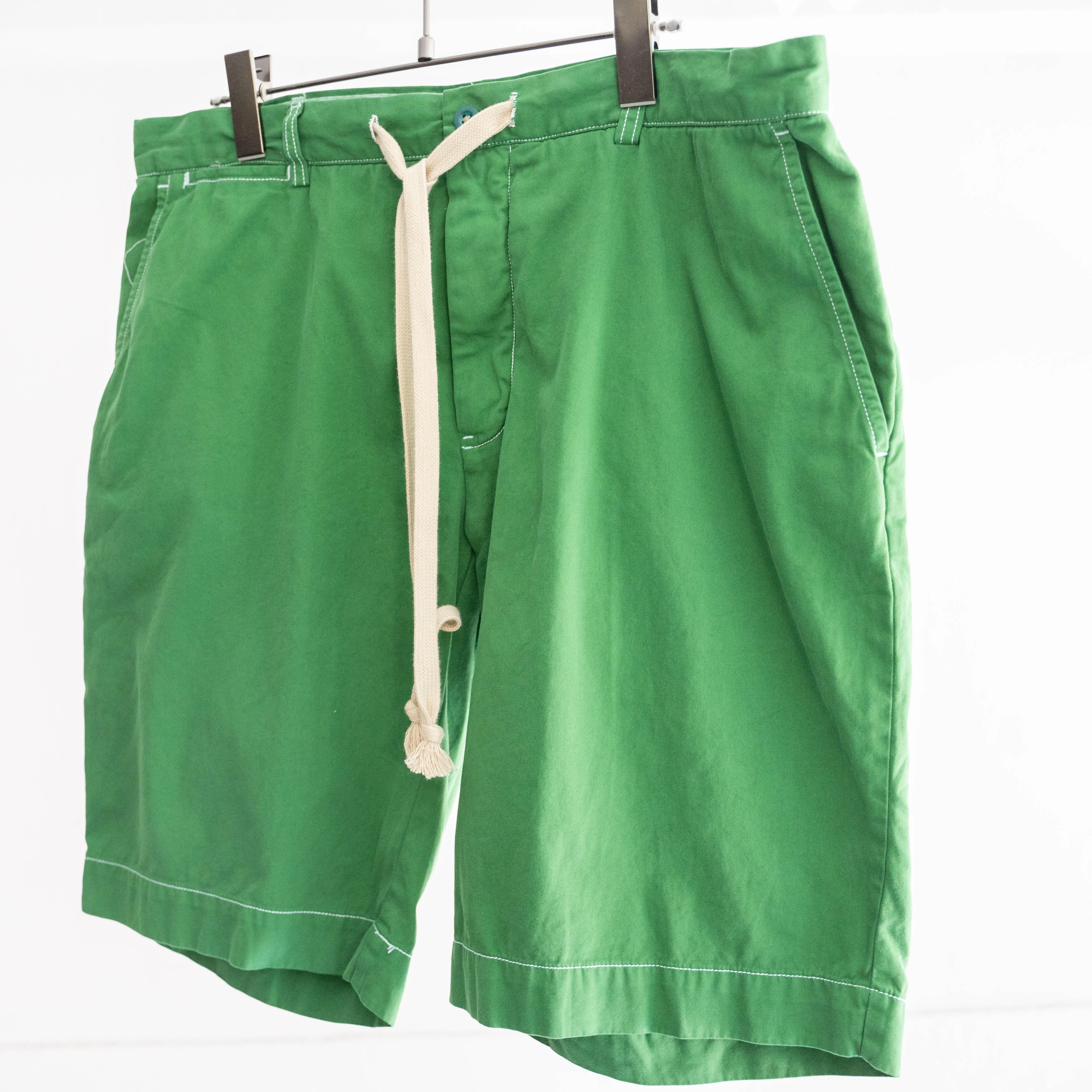 1990s Ralph Lauren green color chino shorts ’with waist cord remake'