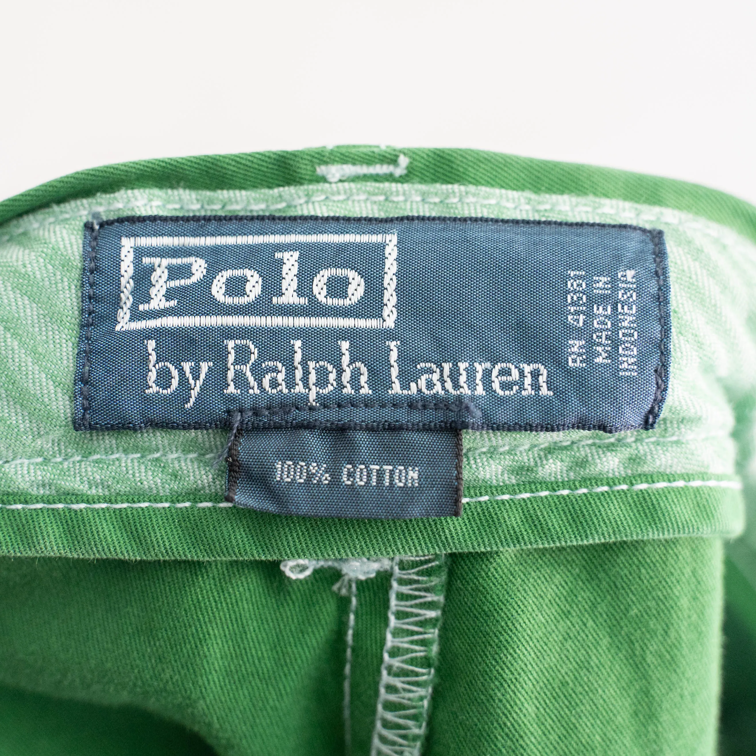 1990s Ralph Lauren green color chino shorts ’with waist cord remake'