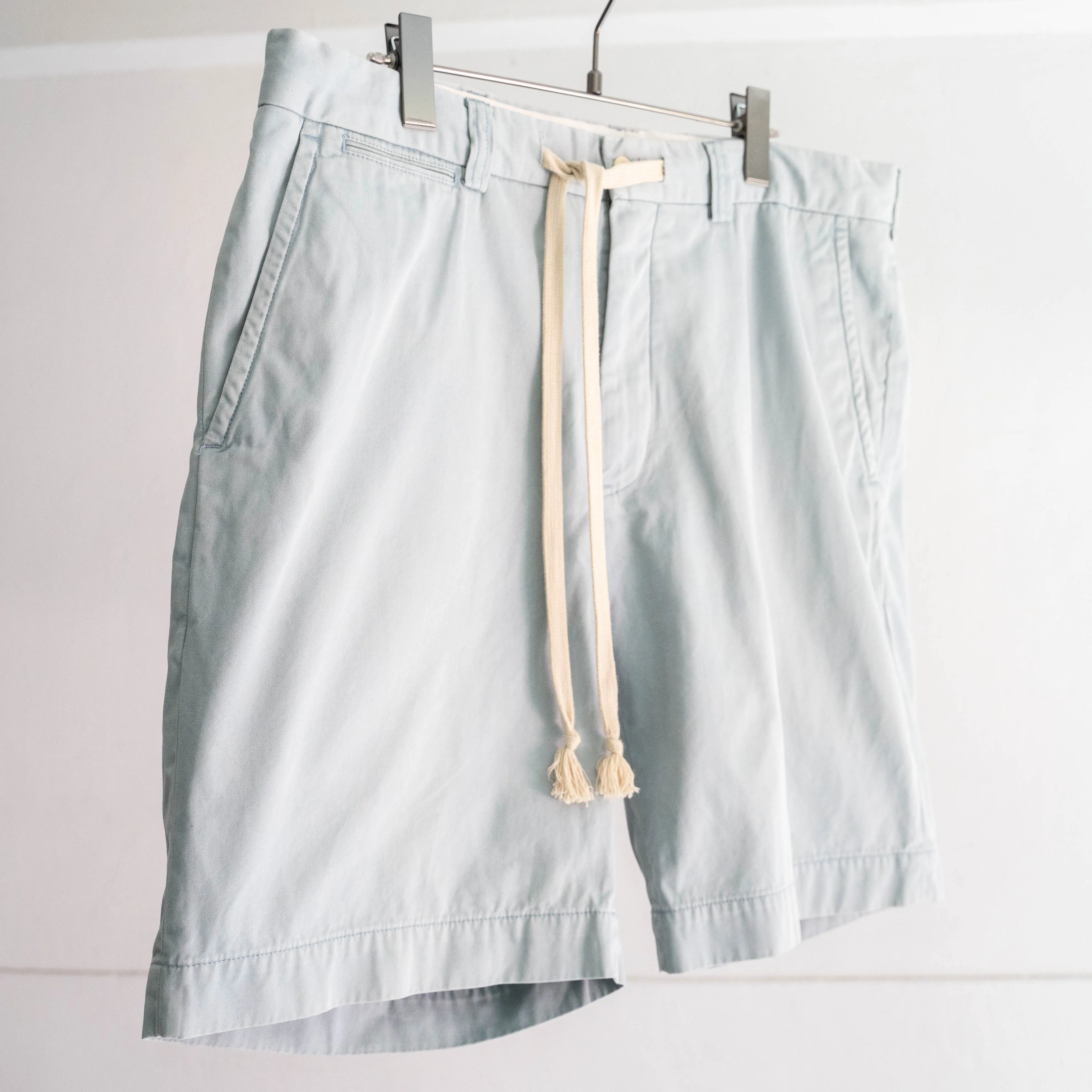 1990s Ralph Lauren ice blue color chino shorts ’with waist cord remake'