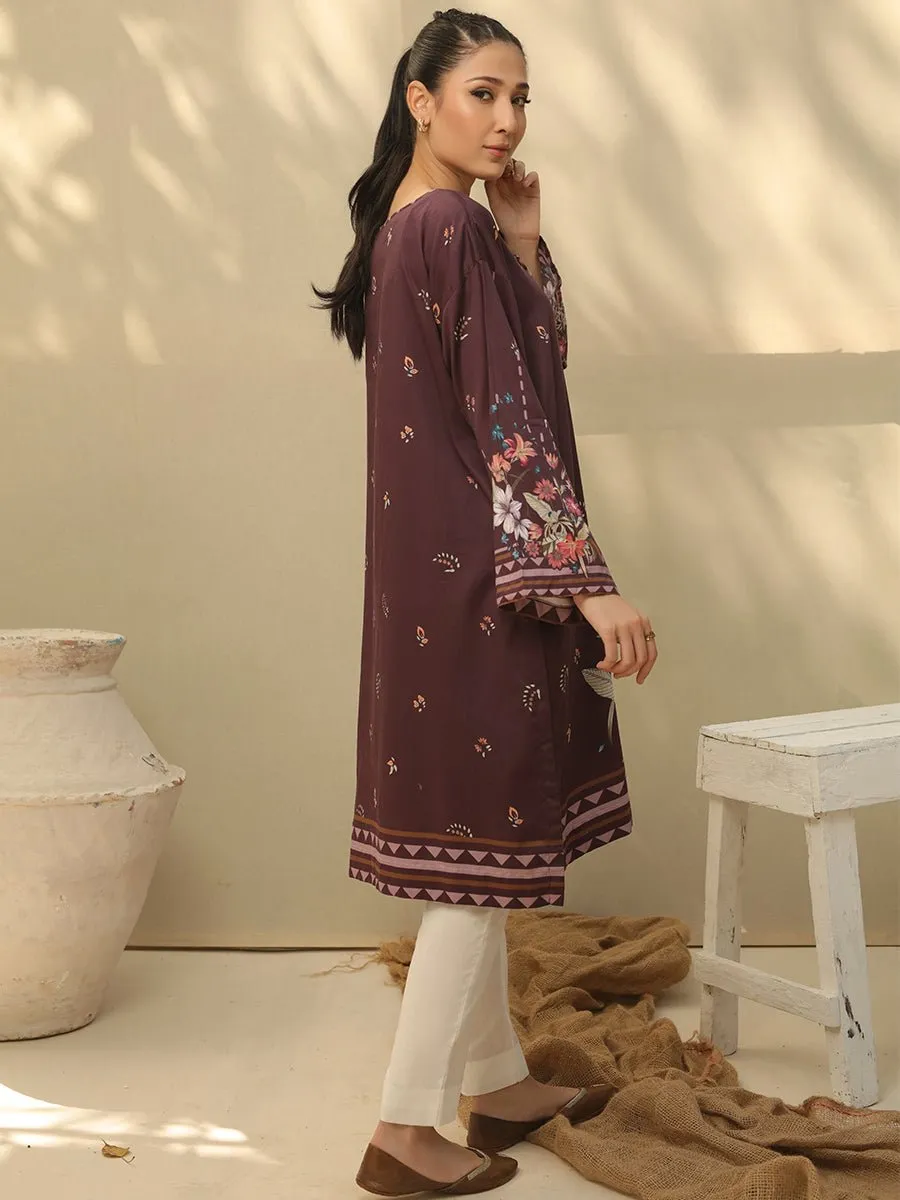 1pc - Stitched Basic Printed Cotton Silk Shirt