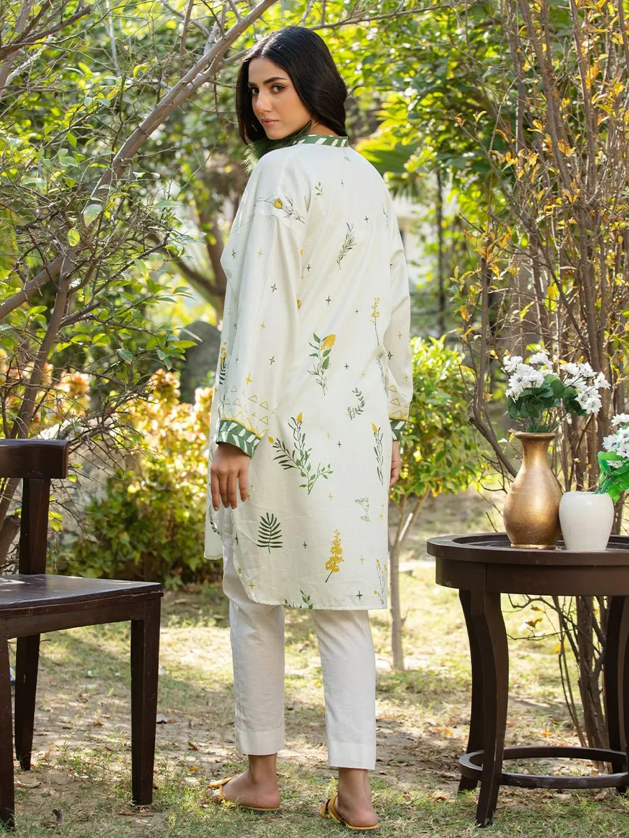 1pc - Stitched Basic Printed Cotton Silk Shirt