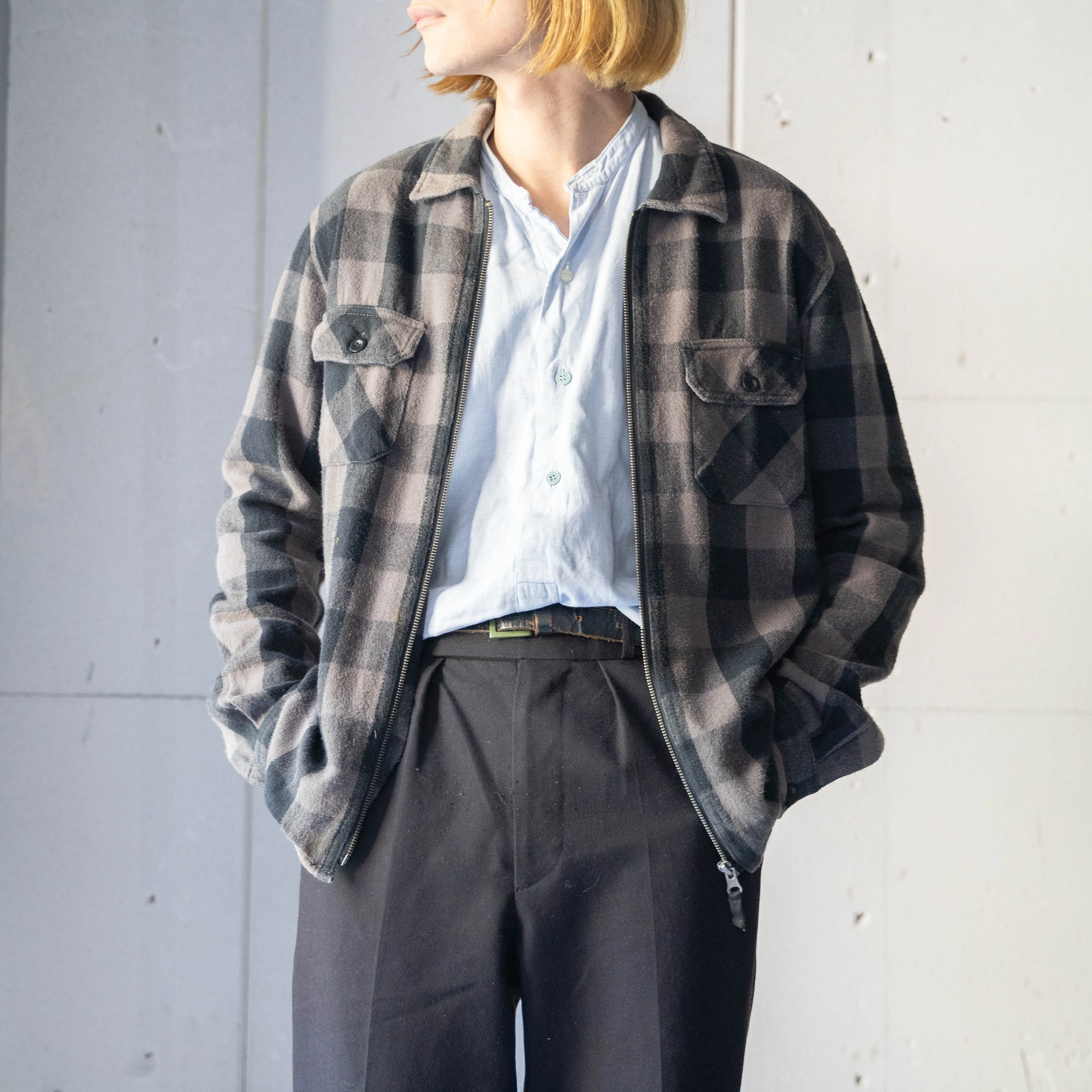 2000s Dickies check pattern cotton flannel shirt jacket