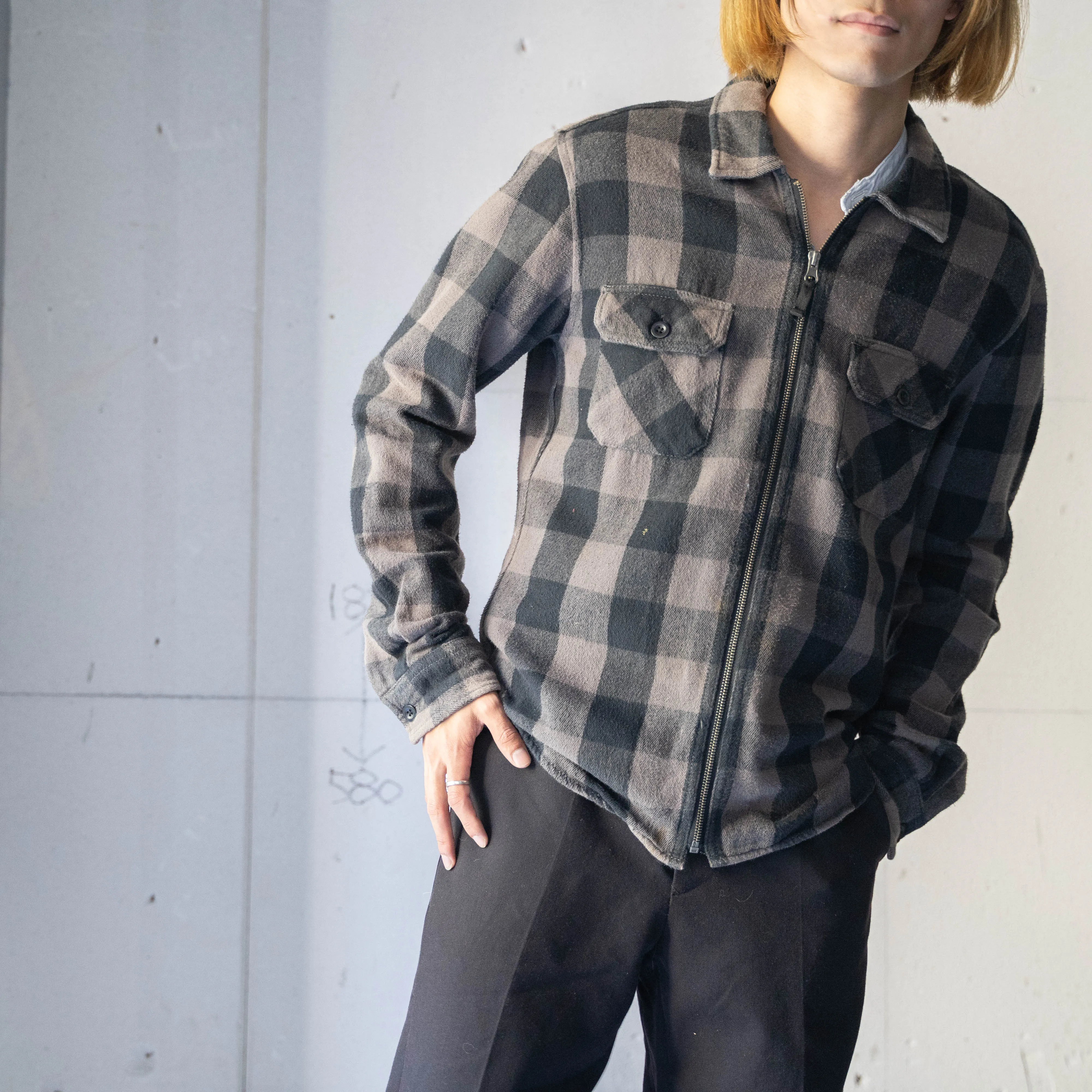 2000s Dickies check pattern cotton flannel shirt jacket