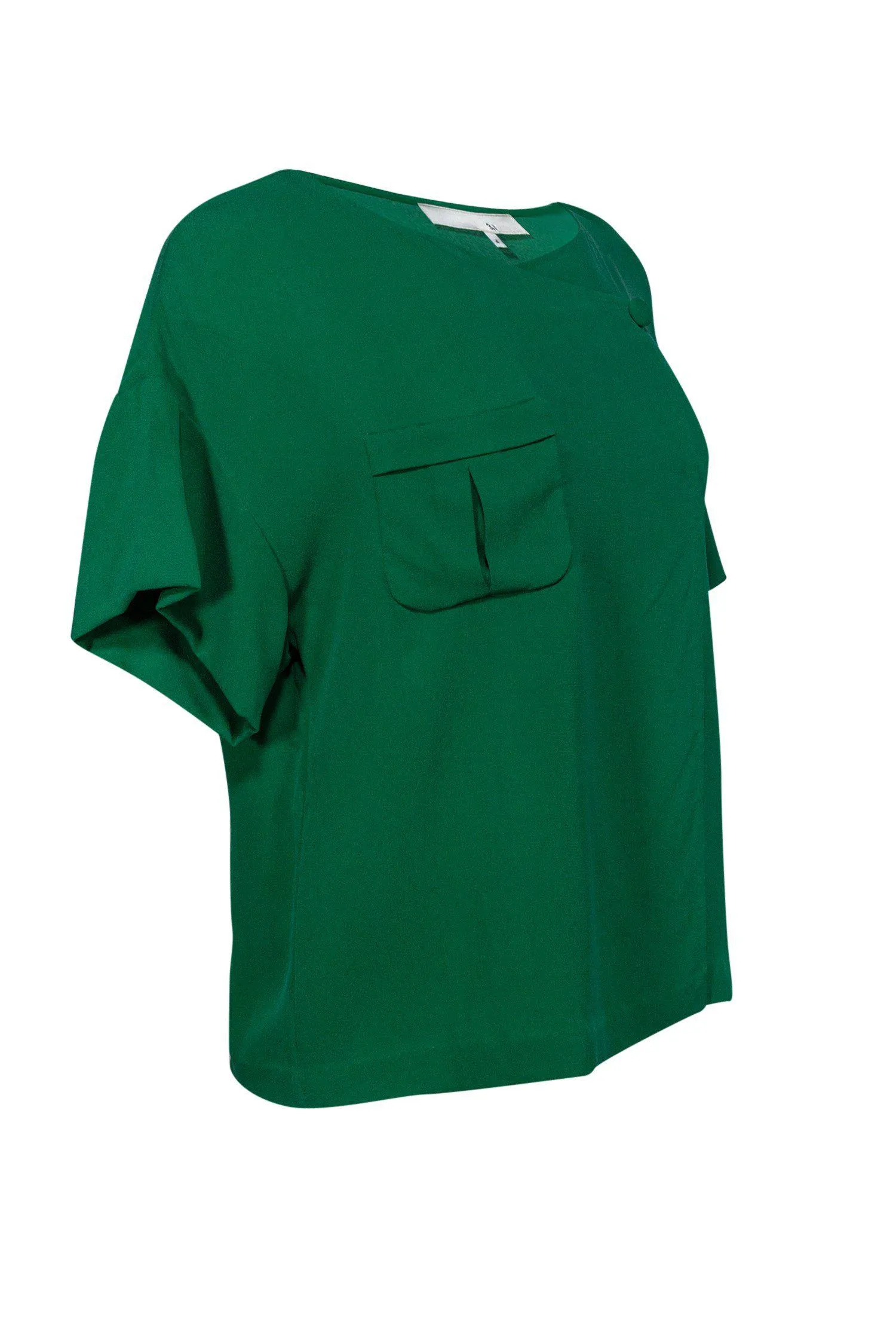 3.1 Phillip Lim - Green Short Sleeved Side Button Top Sz 4