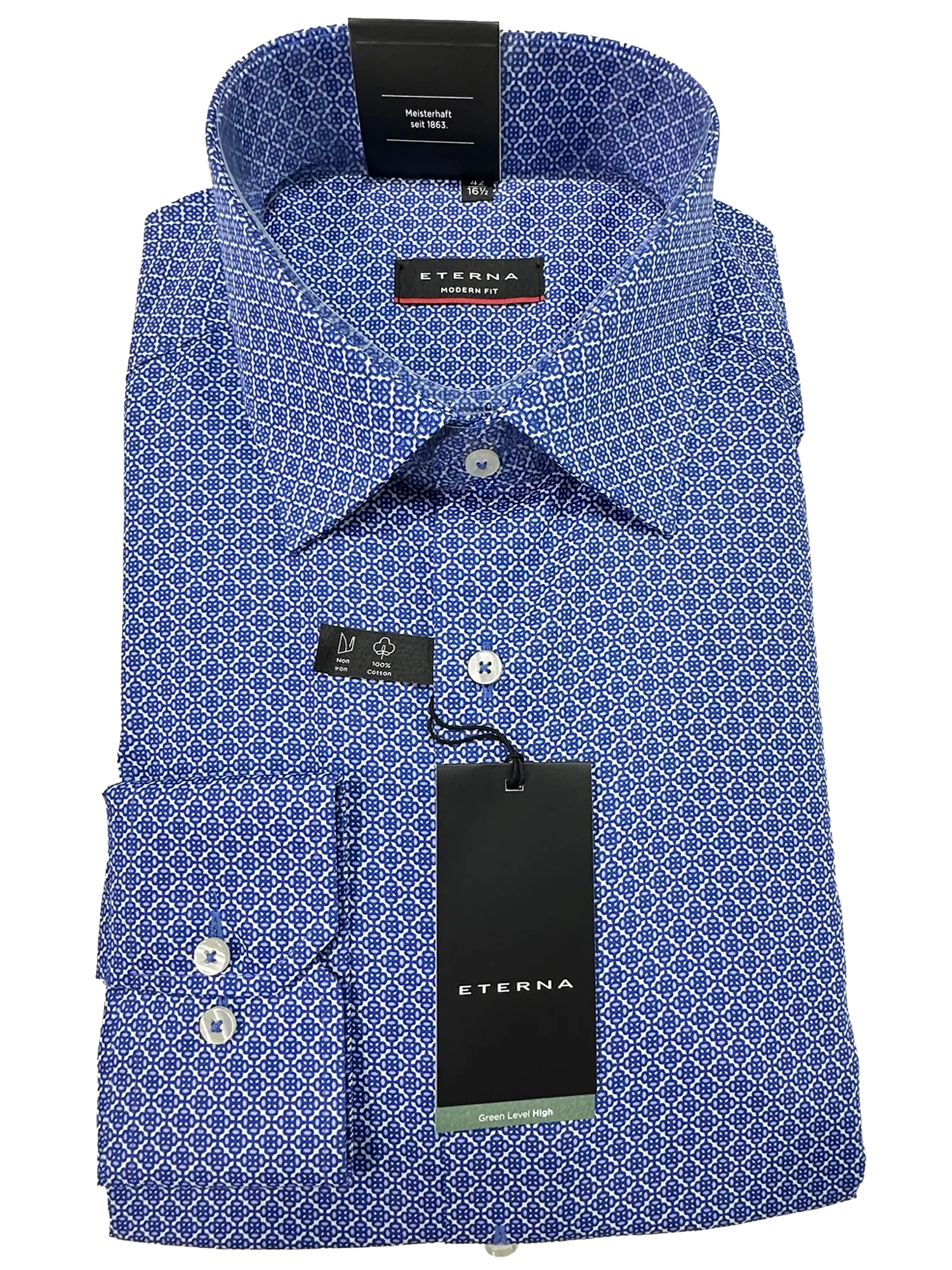 4106/14 Blue Patten Business L/S Modern Fit Shirt