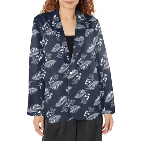 45 large blue hibiscus print 2A Women's All Over Print Blazer (Model H64)