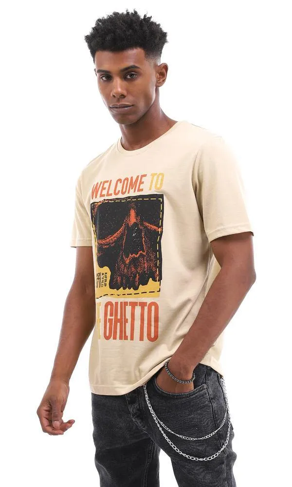 95061 "Welcome To The Ghetto" Heather Beige T-Shirt For Summer