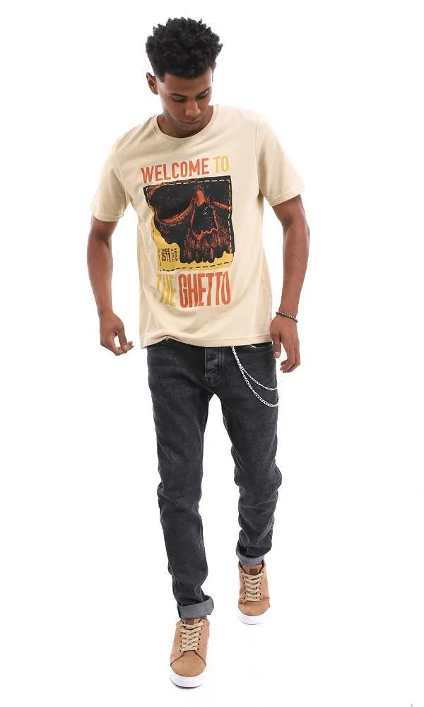 95061 "Welcome To The Ghetto" Heather Beige T-Shirt For Summer