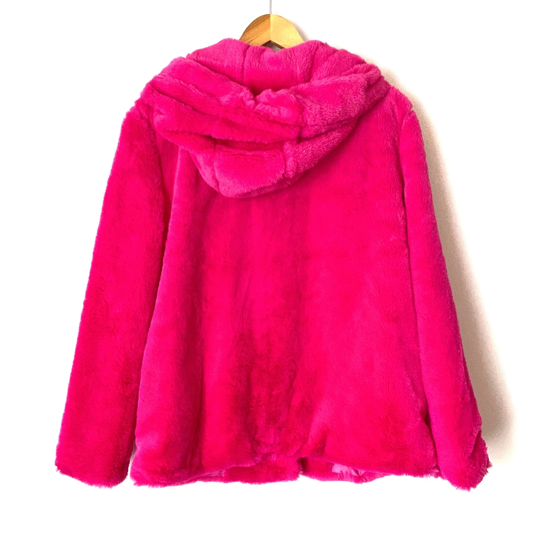 A. Calin by Flying Tomato Hot Pink Faux Fur Snap Closure Hooded Coat NWT- Size S