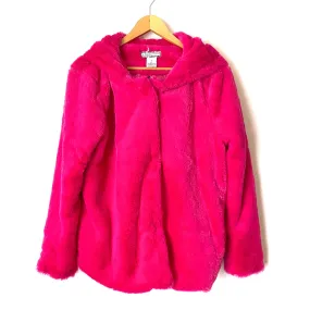 A. Calin by Flying Tomato Hot Pink Faux Fur Snap Closure Hooded Coat NWT- Size S