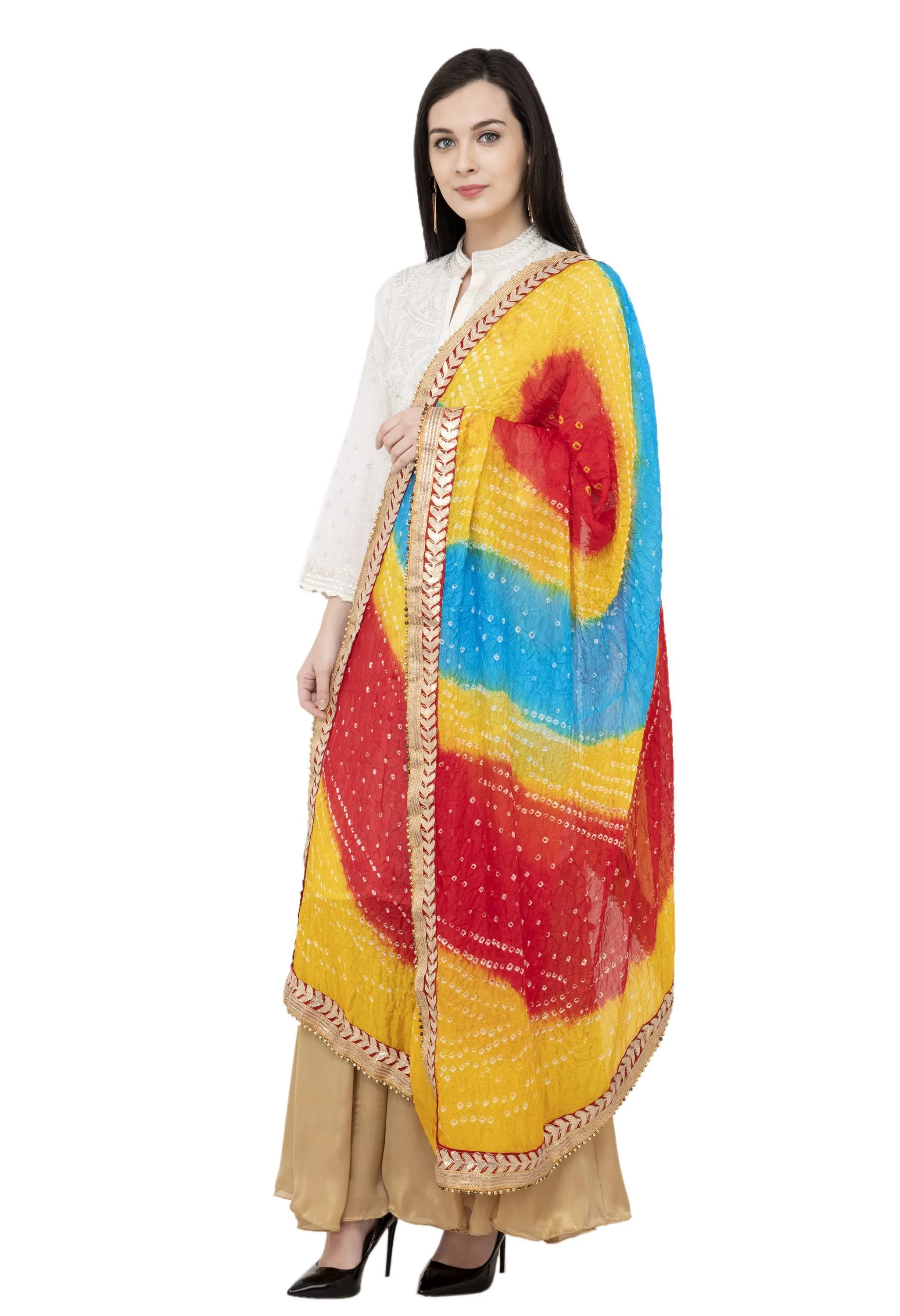 A R SILK Golden Color Fancy Silk Dupattas and Chunnis