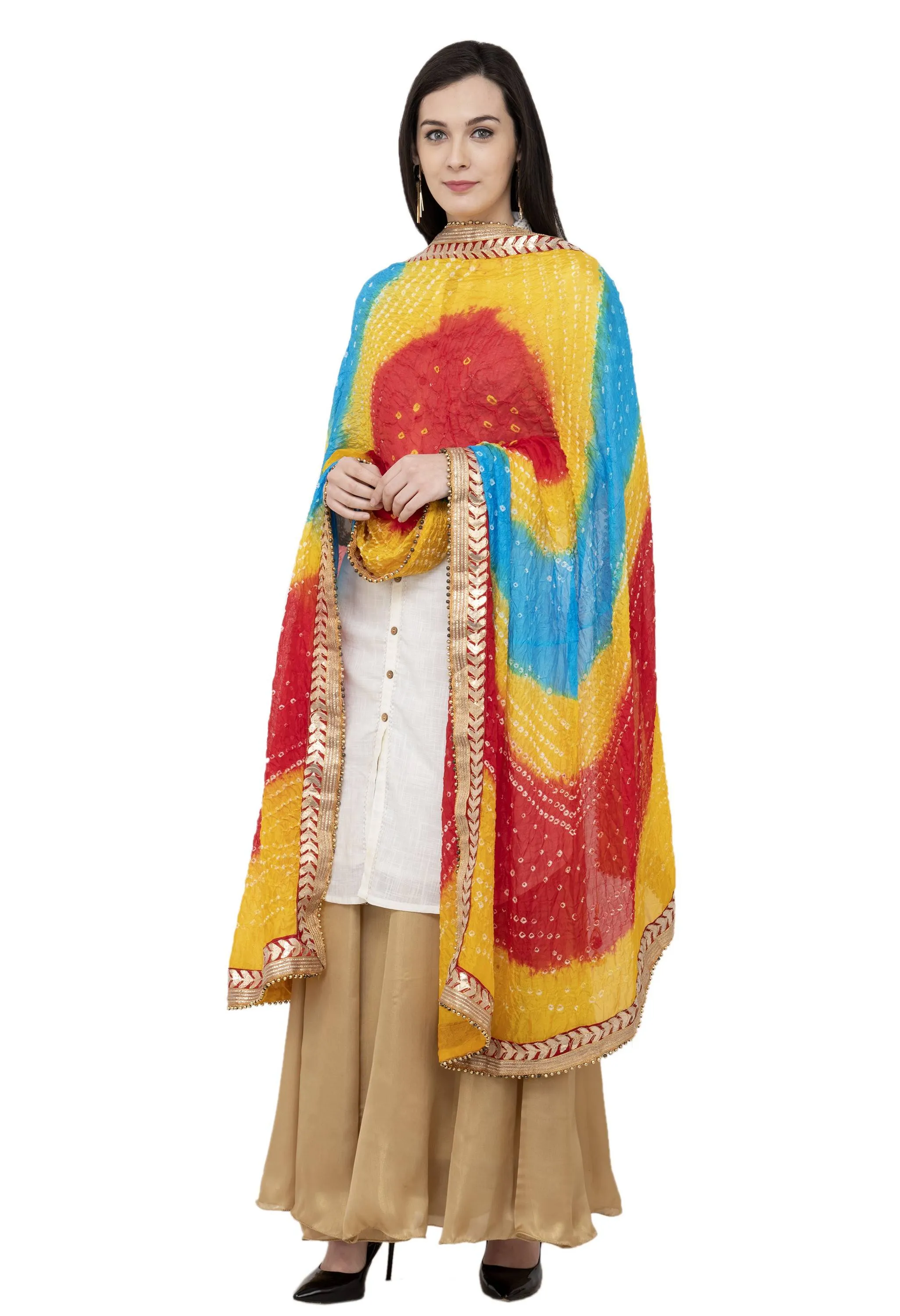 A R SILK Golden Color Fancy Silk Dupattas and Chunnis