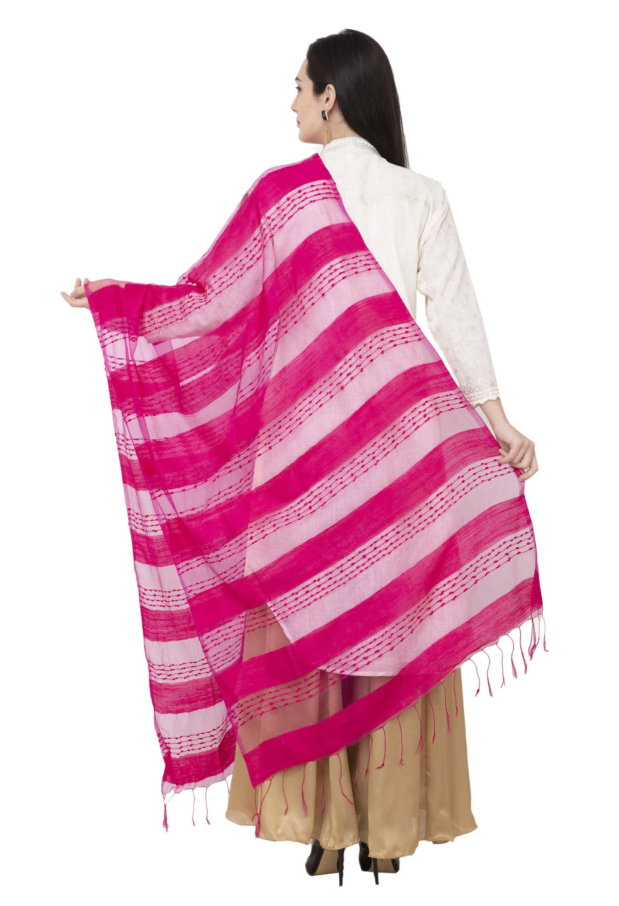 A R SILK Payal Plan Regular Dupatta Rani Color Dupatta or Chunni