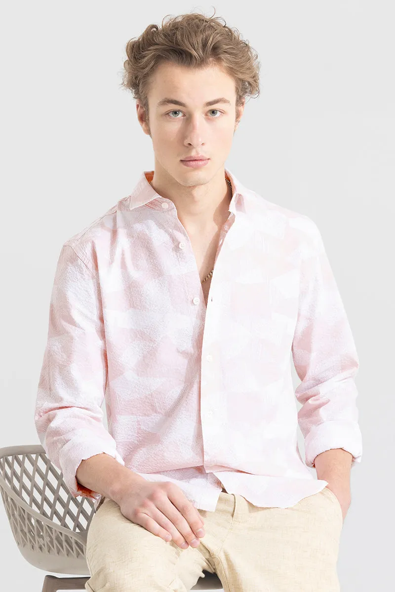 Abstract Patch Pink Seersucker Shirt