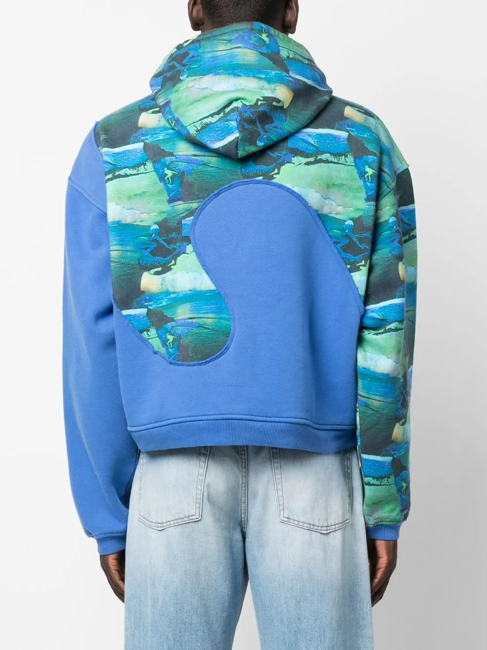 Abstract-Print Long-Sleeved Hoodie