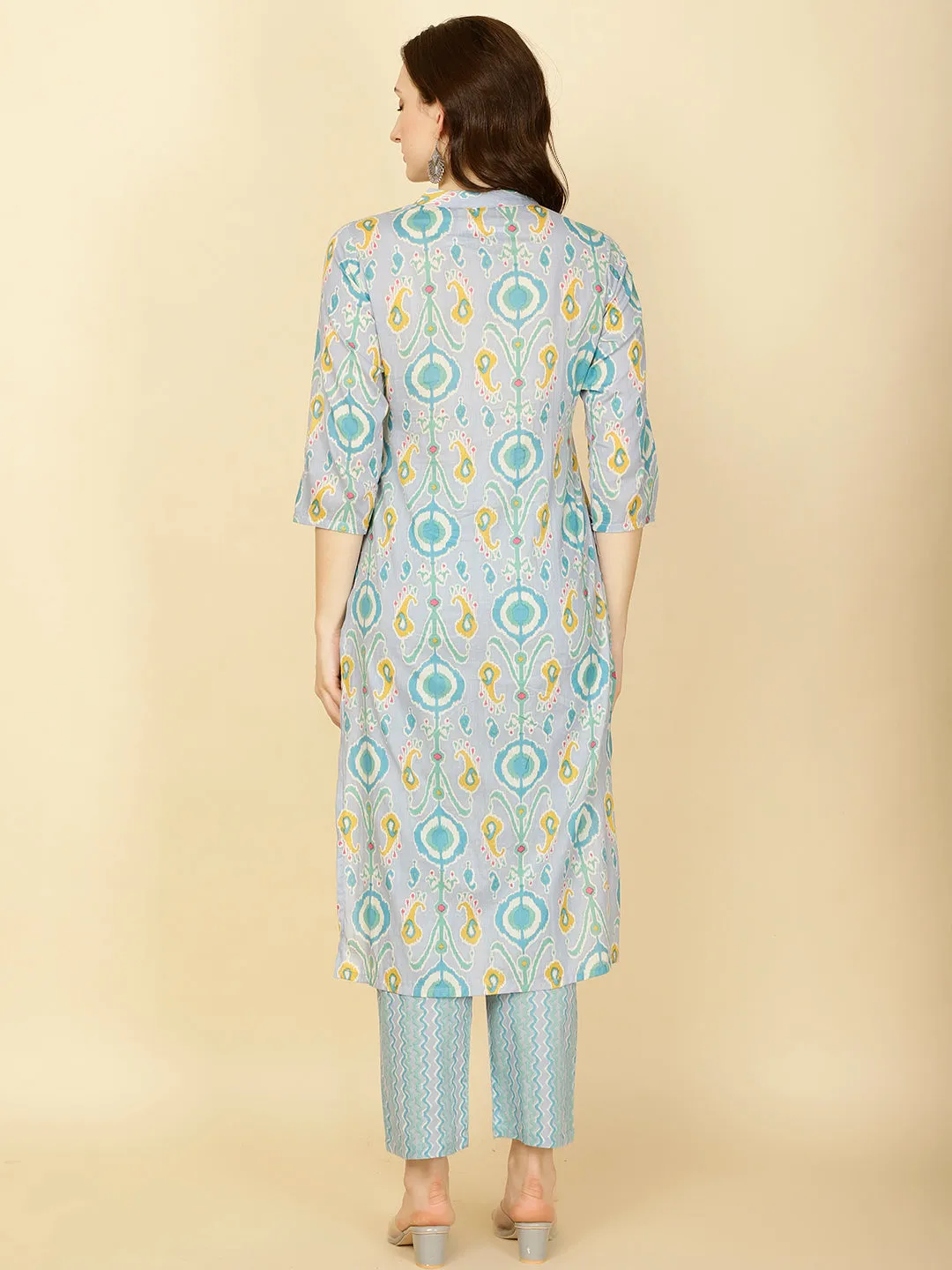 Abstract Printed Cotton Kurta With Pants