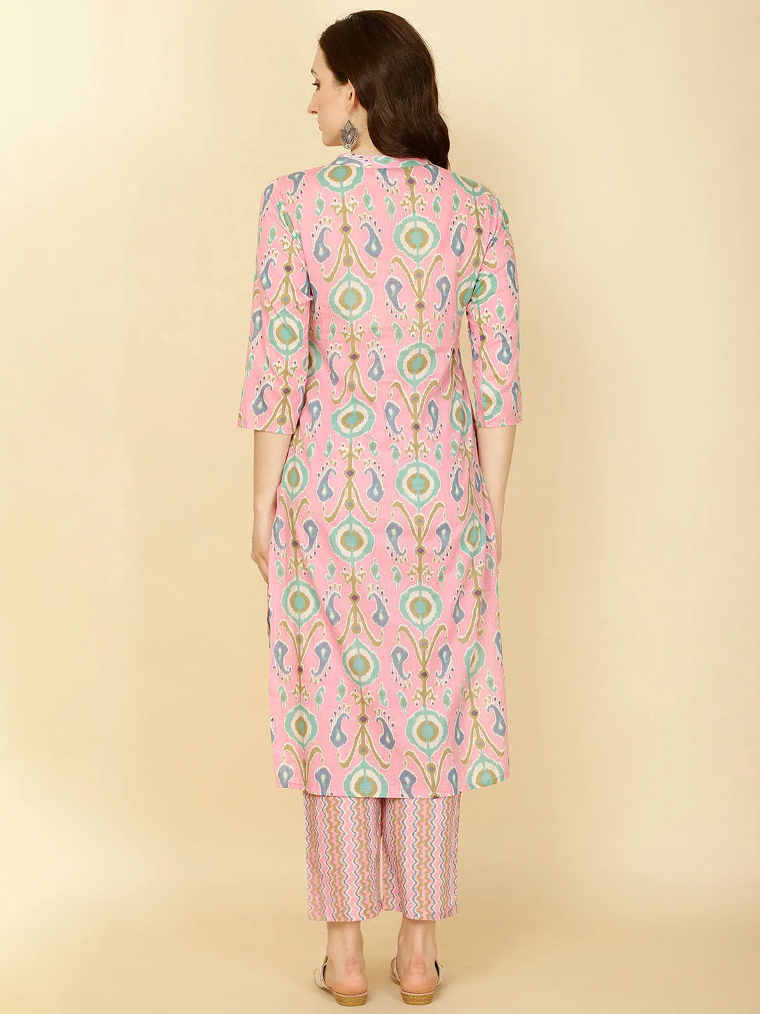 Abstract Printed Cotton Kurta With Pants