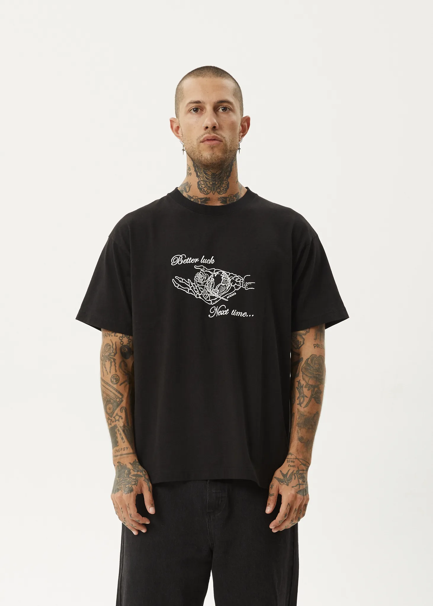 AFENDS Mens Bad Luck - Heavy Boxy Fit Tee - Black