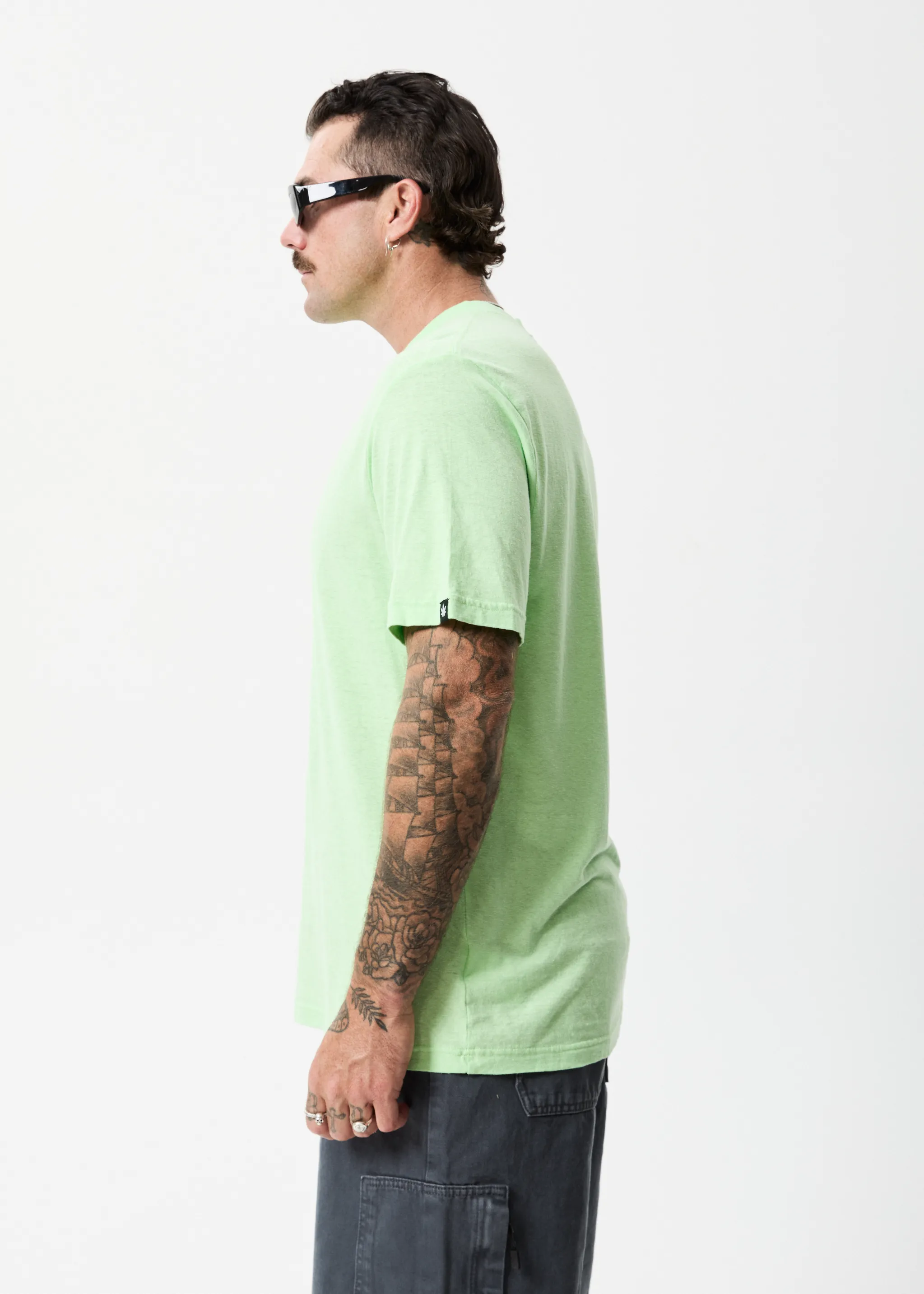 AFENDS Mens Classic - Retro Tee - Lime Green