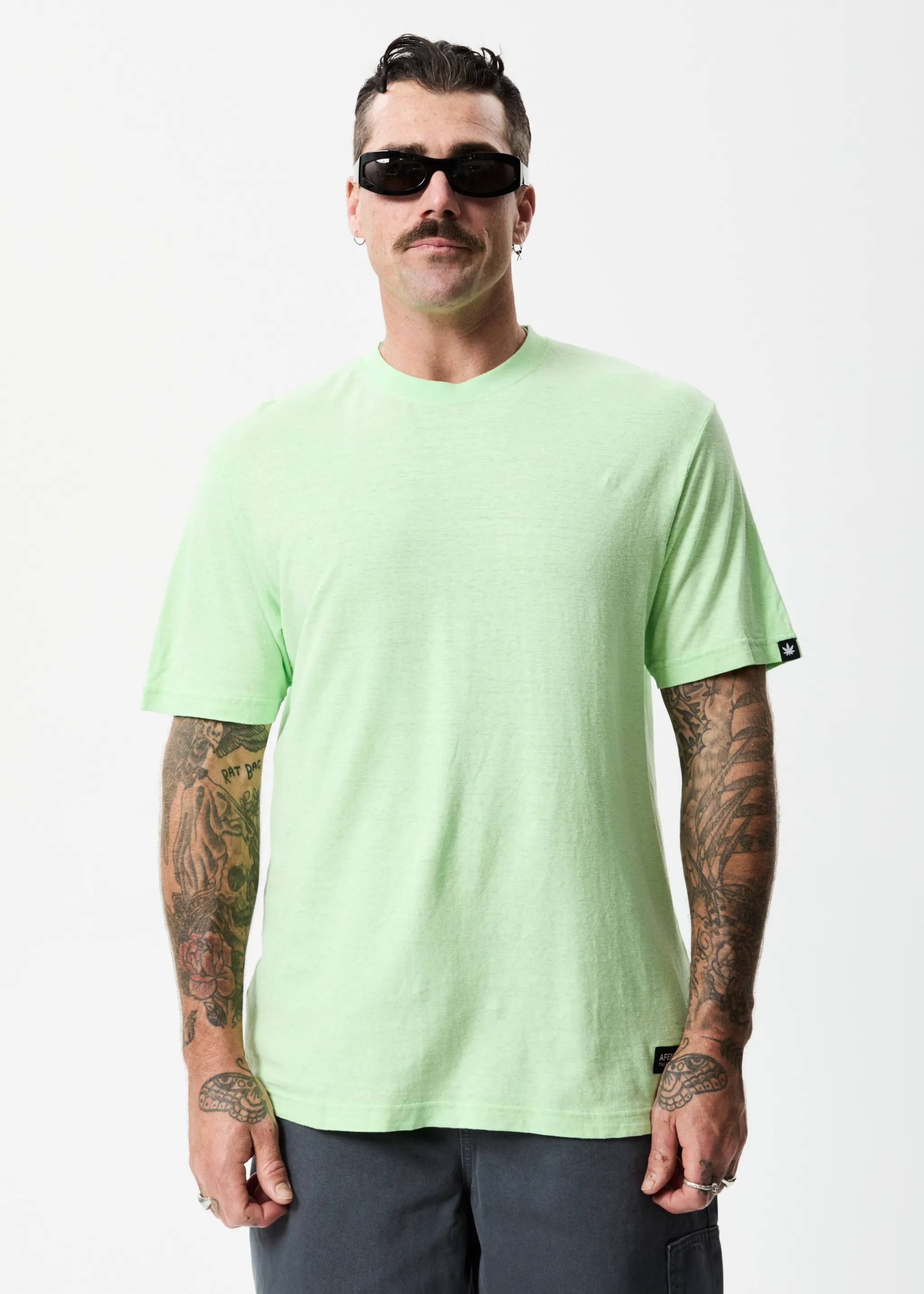 AFENDS Mens Classic - Retro Tee - Lime Green