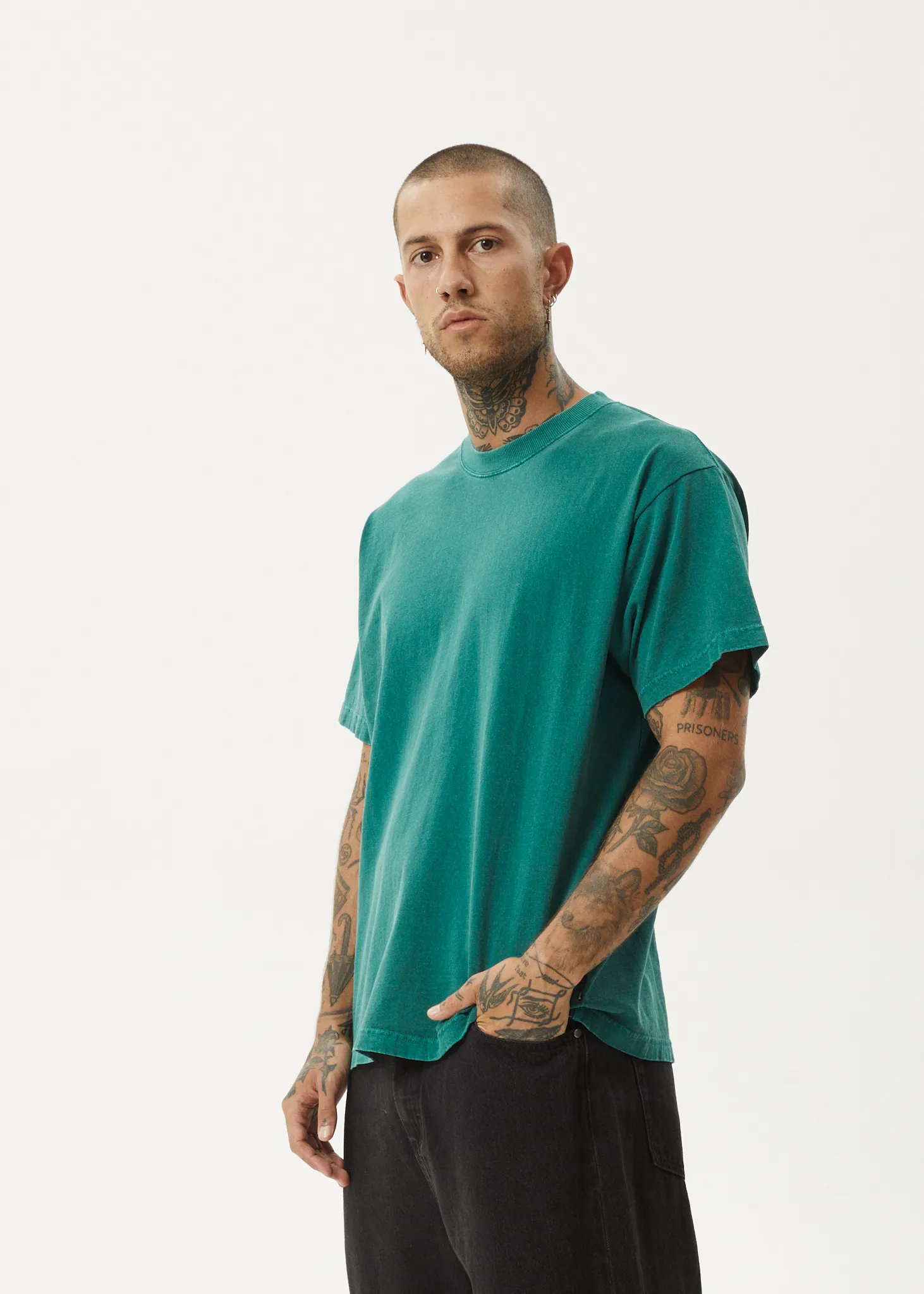 AFENDS Mens Genesis - Heavy Boxy Tee - Washed Pine