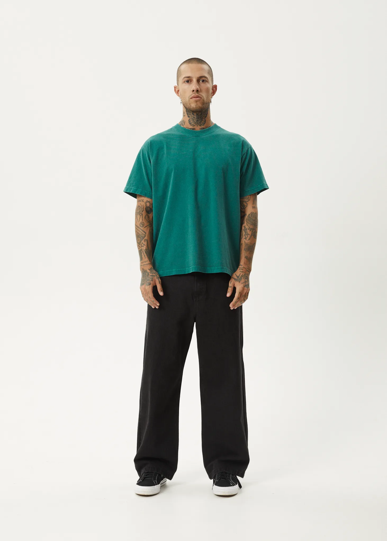 AFENDS Mens Genesis - Heavy Boxy Tee - Washed Pine