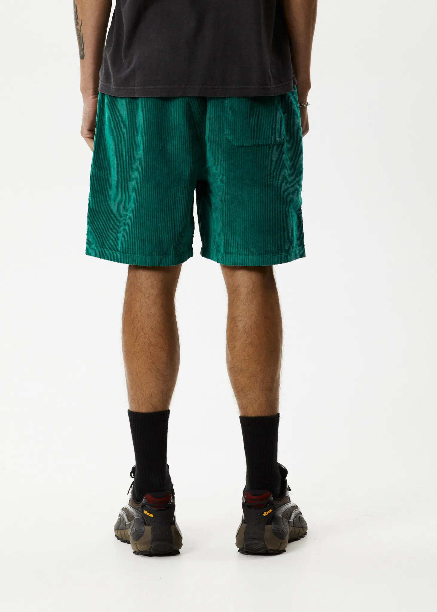 AFENDS Mens Ninety Eights Union - Corduroy Elastic Waist Shorts - Emerald