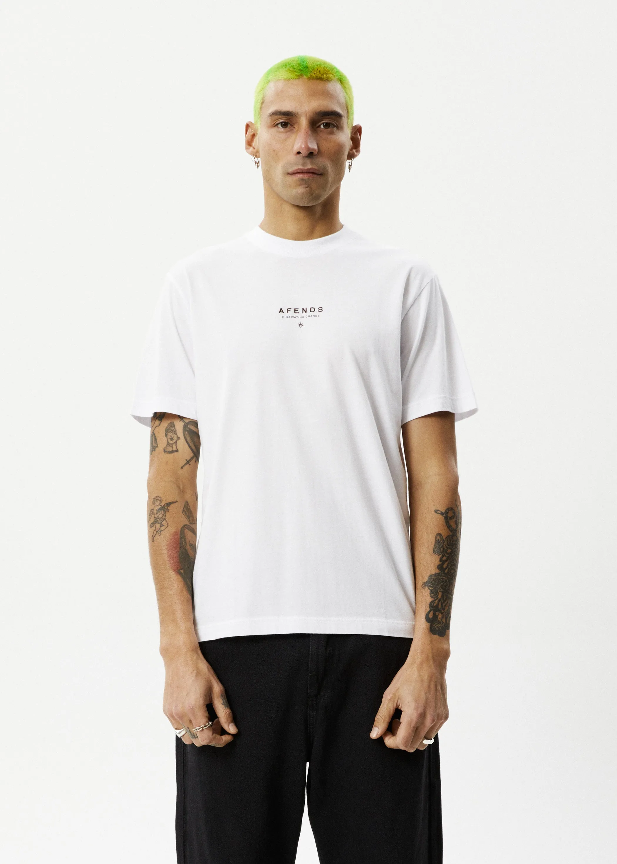 AFENDS Mens Space - Retro Fit Tee - White