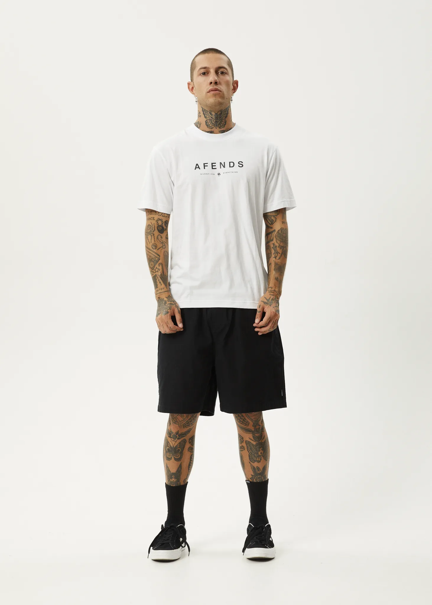 AFENDS Mens Thrown Out - Retro Fit Tee - White / Black