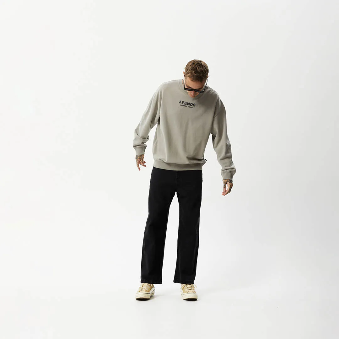 AFENDS Mens Universal - Crew Neck Jumper - Olive