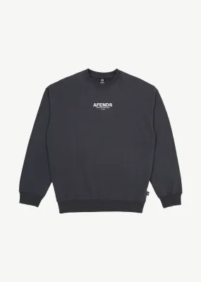 AFENDS Mens Vinyl - Crew Neck Jumper - Charcoal