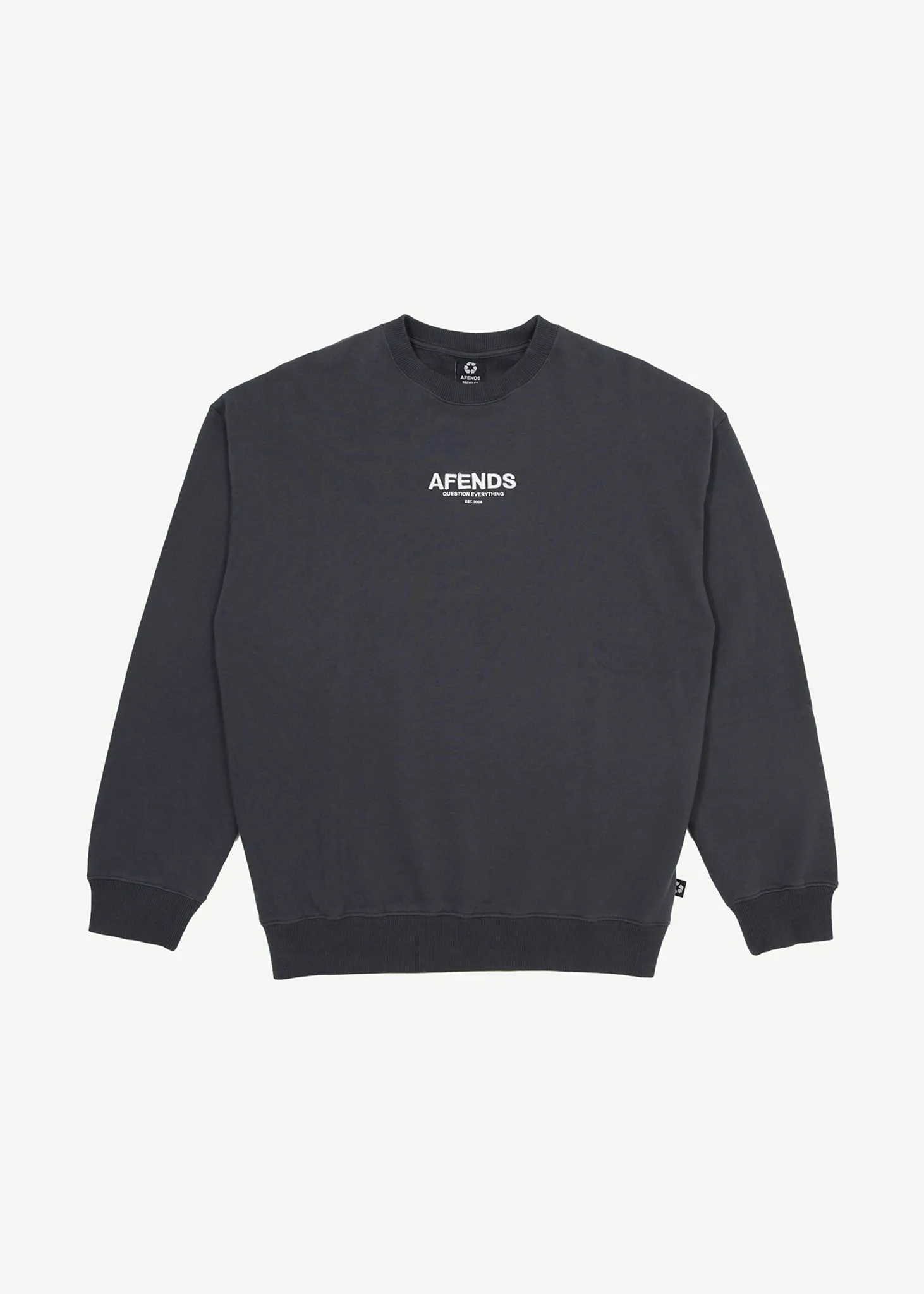 AFENDS Mens Vinyl - Crew Neck Jumper - Charcoal