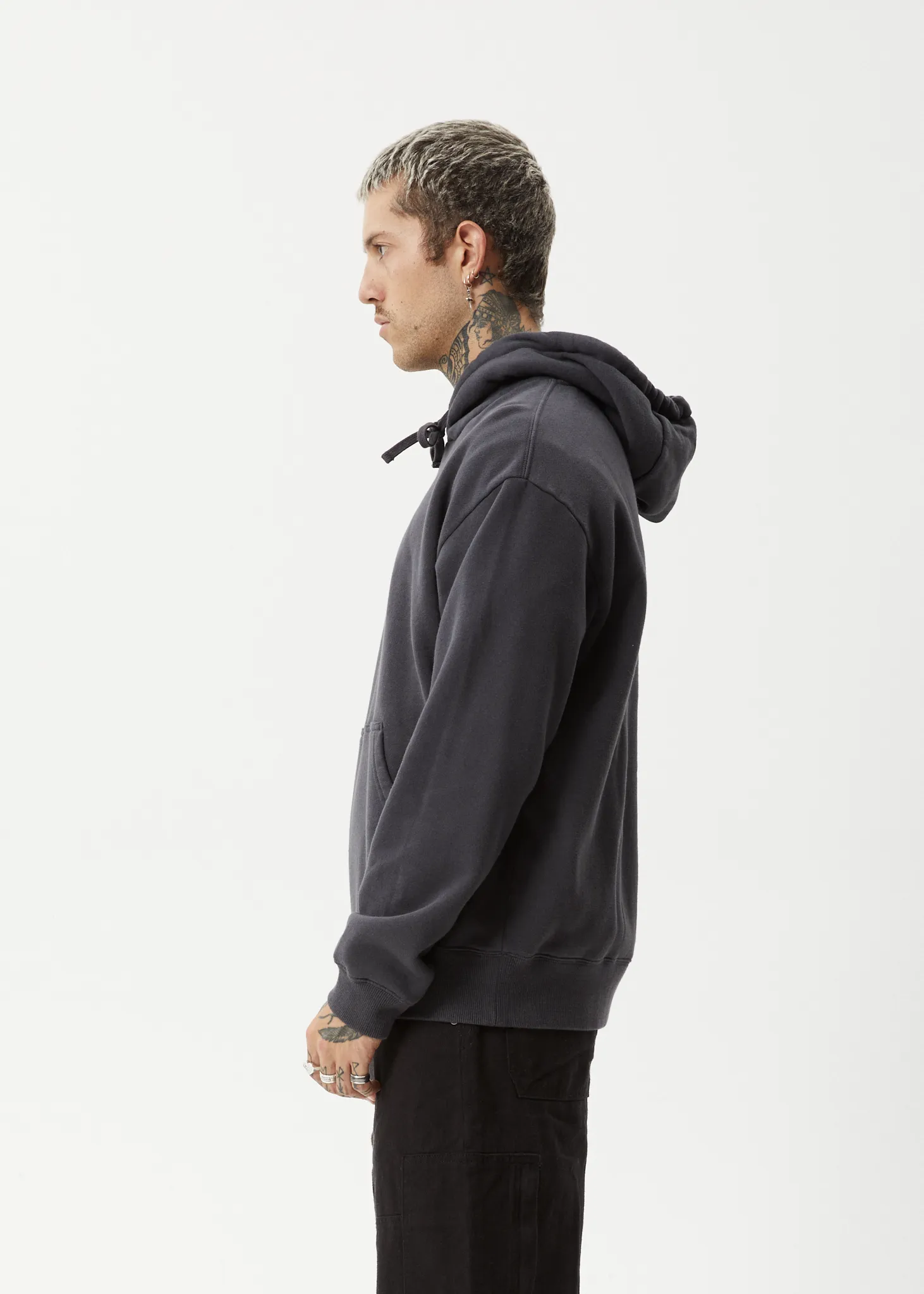 AFENDS Mens Vinyl - Pull On Hood - Charcoal