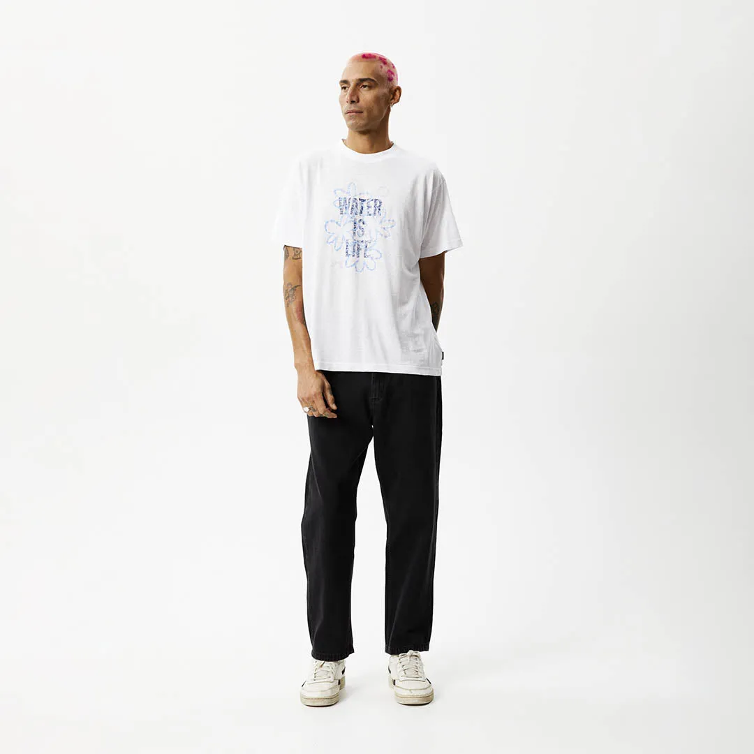 AFENDS Mens Waterfall - Boxy Graphic T-Shirt - White