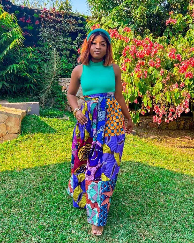 African Wax Maxi Skirt 100% Cotton Ankara