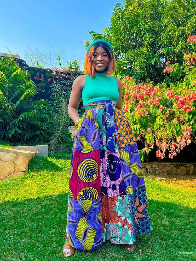 African Wax Maxi Skirt 100% Cotton Ankara