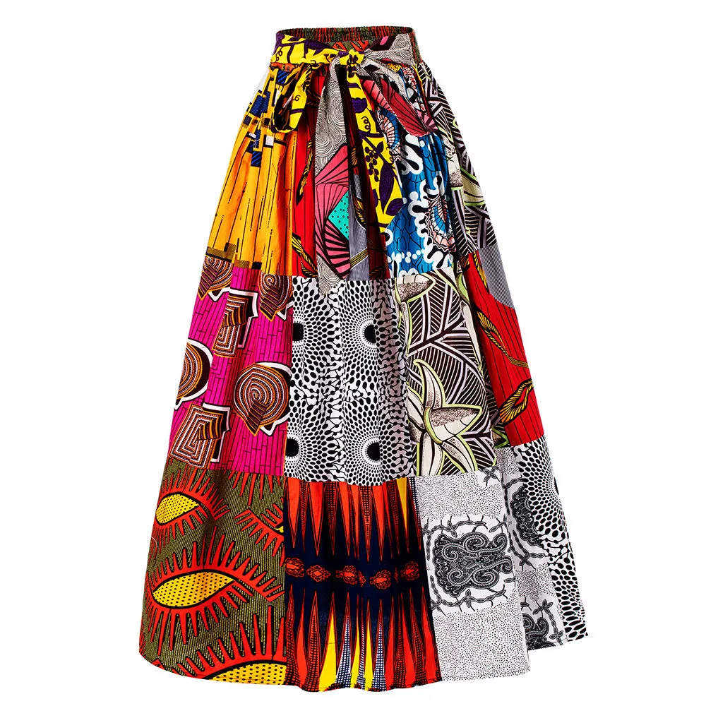 African Wax Maxi Skirt 100% Cotton Ankara