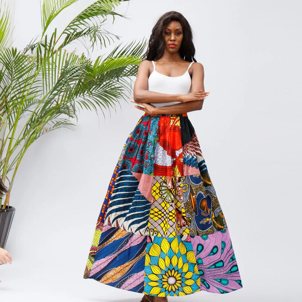 African Wax Maxi Skirt 100% Cotton Ankara