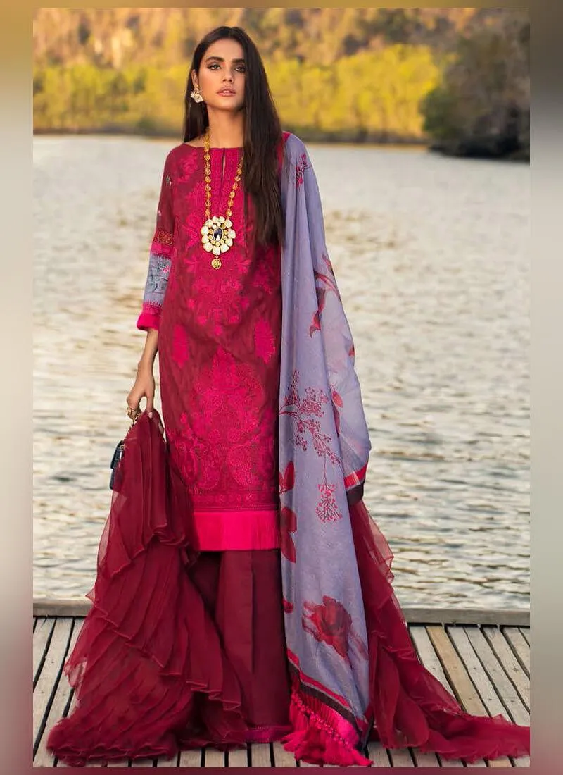 Alluring wine Color With Butterfly Net Base Salwar Kameez