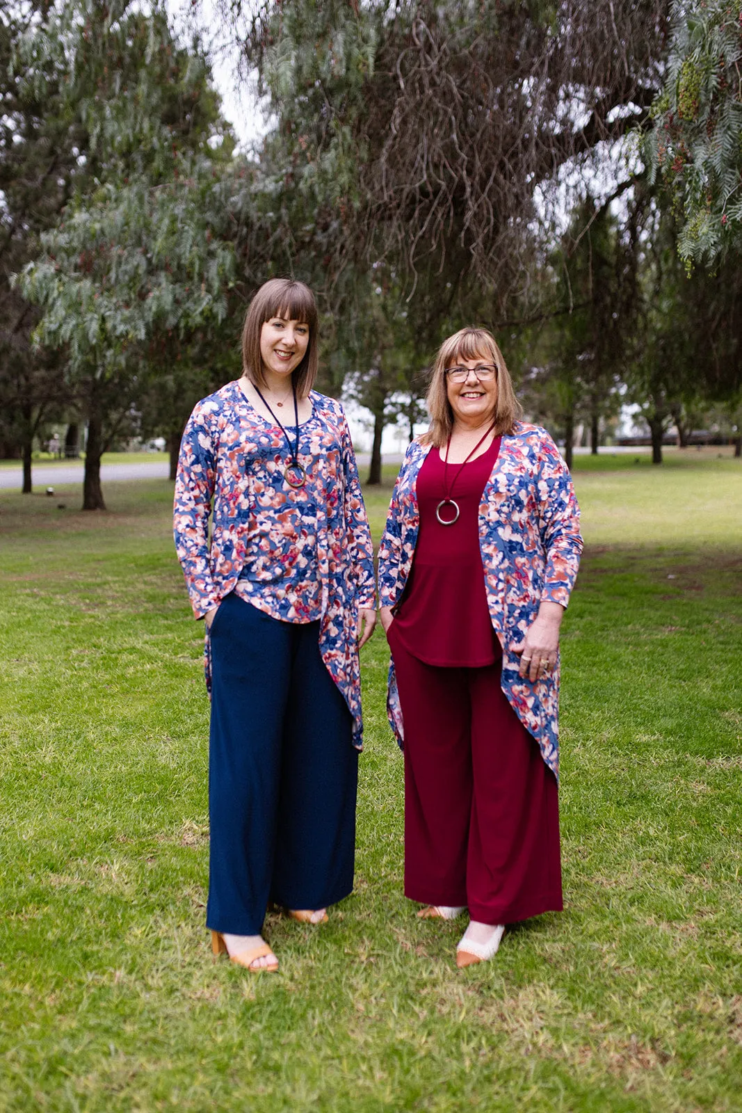 AMARIS Longline Jacket in Navy Autumn Leaves