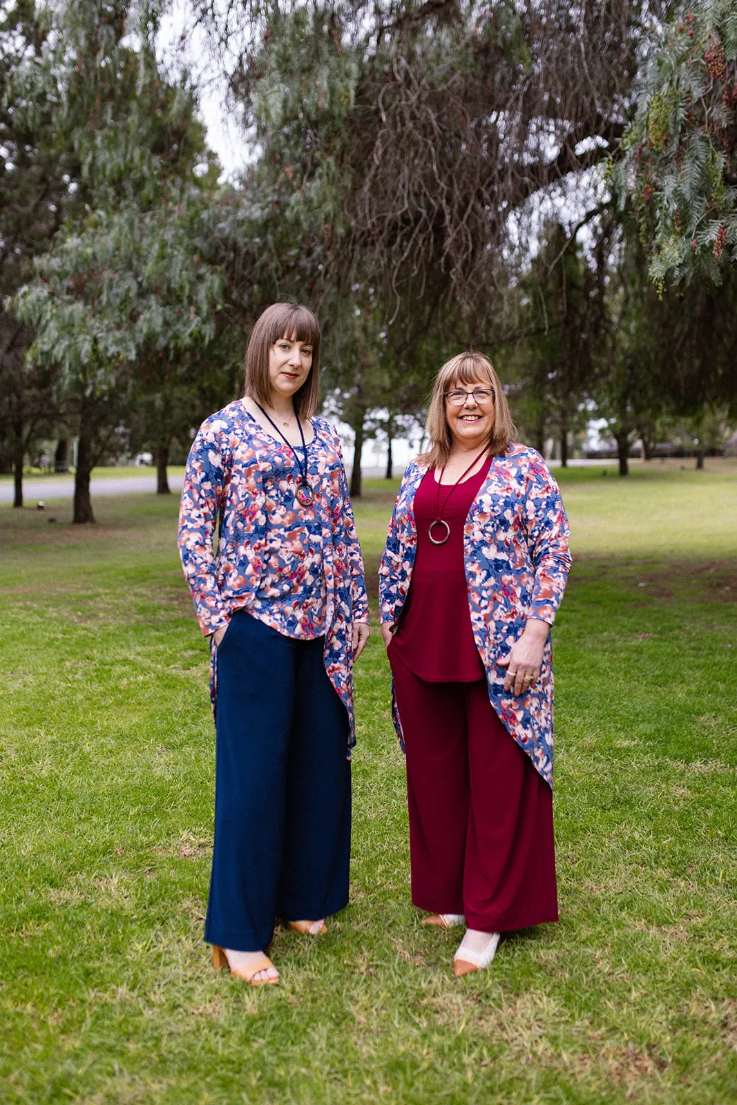 AMARIS Longline Jacket in Navy Autumn Leaves