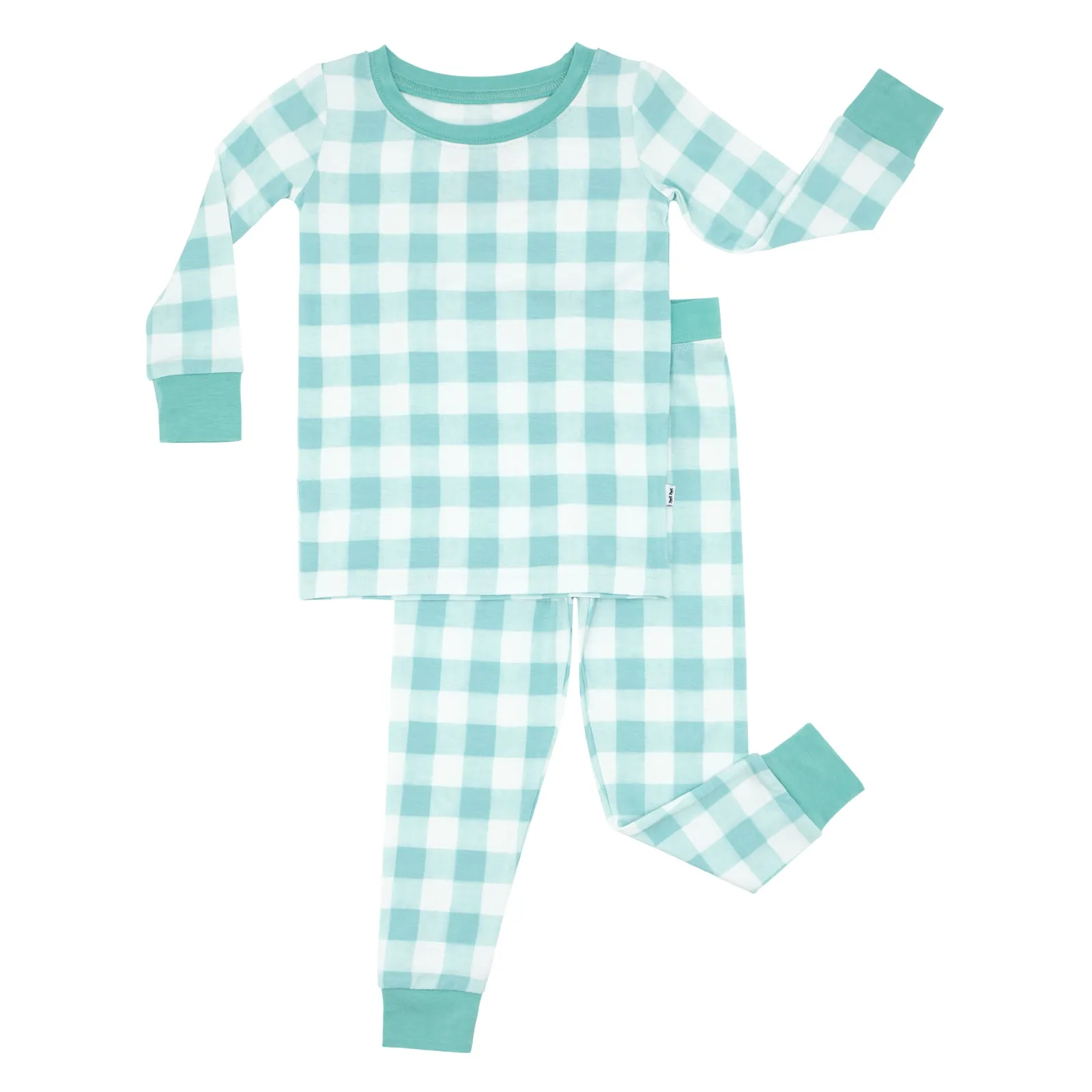 Aqua Gingham Two-Piece Pajama Set