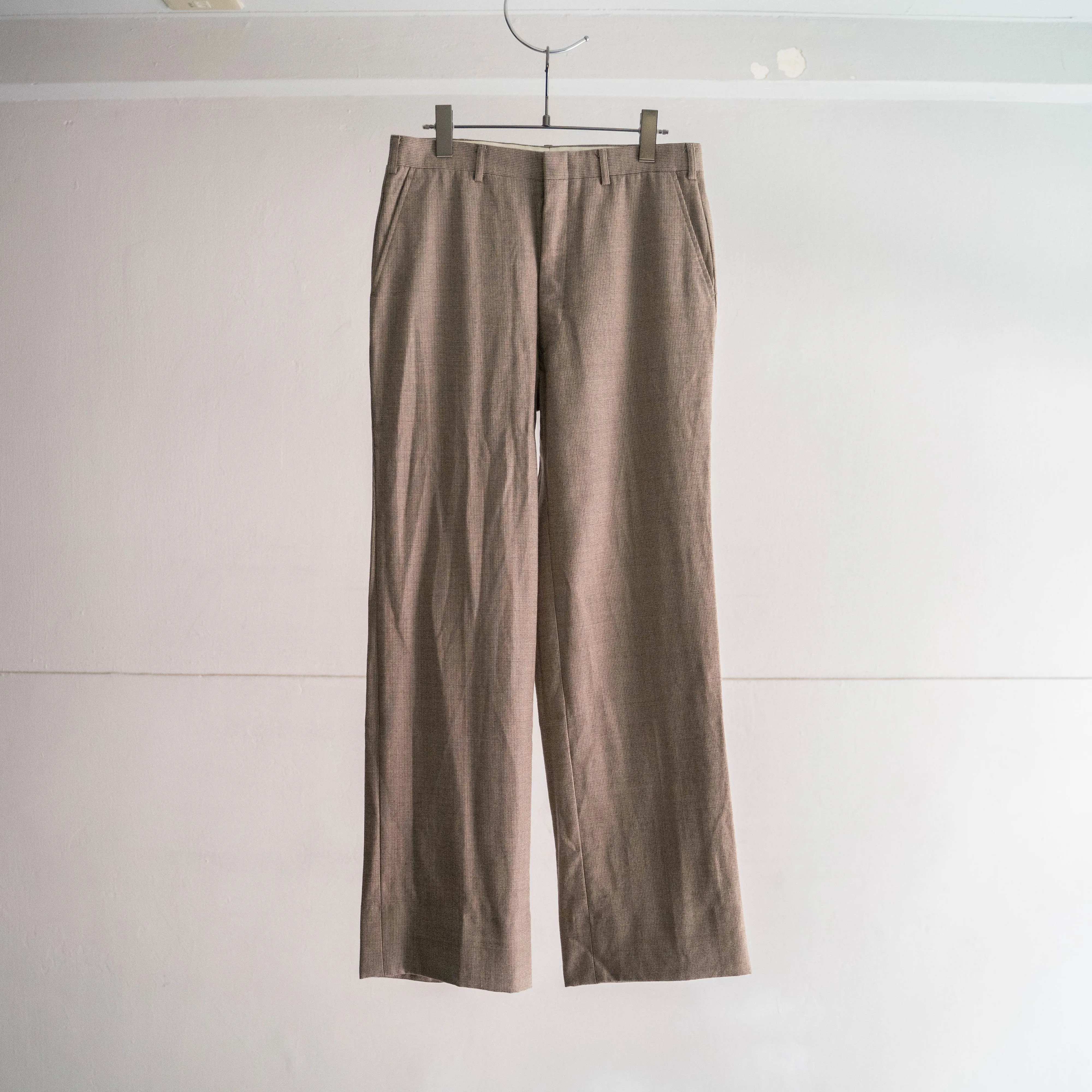 around 1980s Japan vintage beige color check pattern slacks