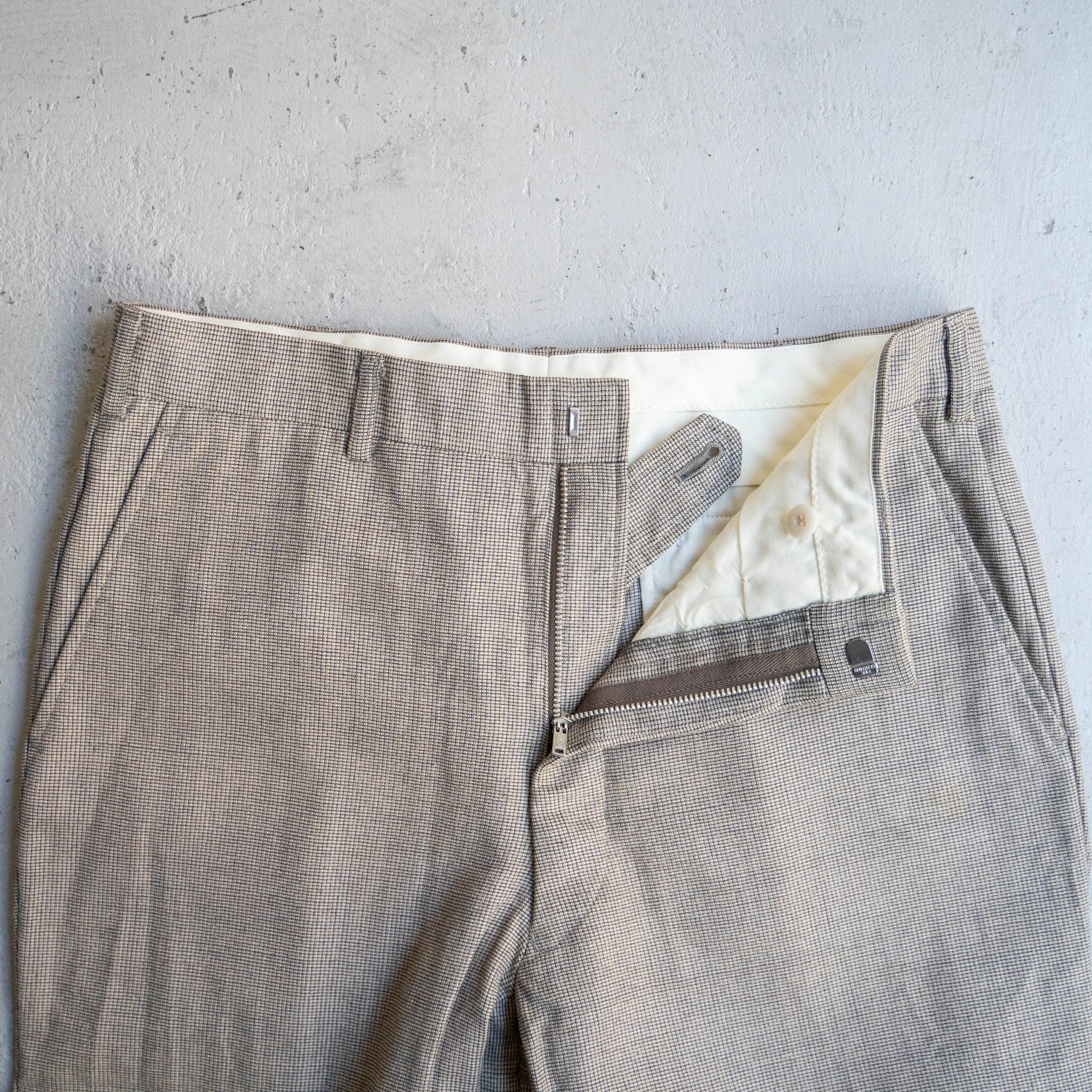 around 1980s Japan vintage beige color check pattern slacks